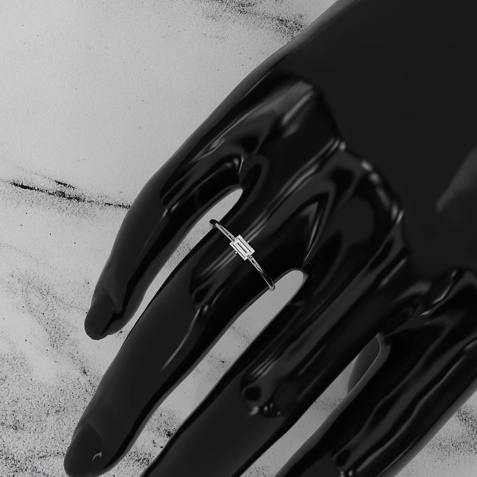 Slim Horizontal Baguette Lab Diamond Fashion Prong Set Ring 0.31ctw.