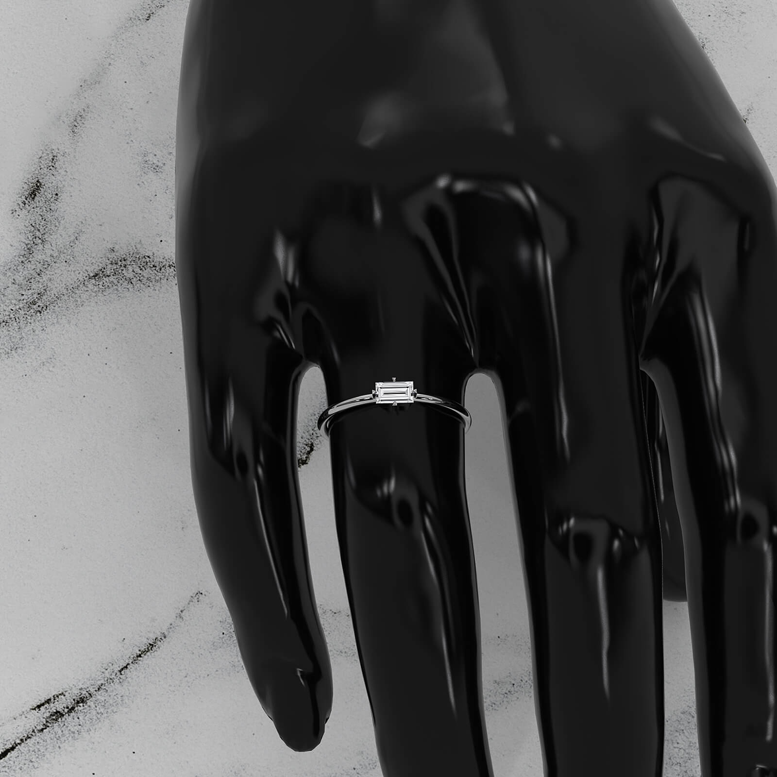 Slim Horizontal Baguette Lab Diamond Fashion Prong Set Ring 0.31ctw.