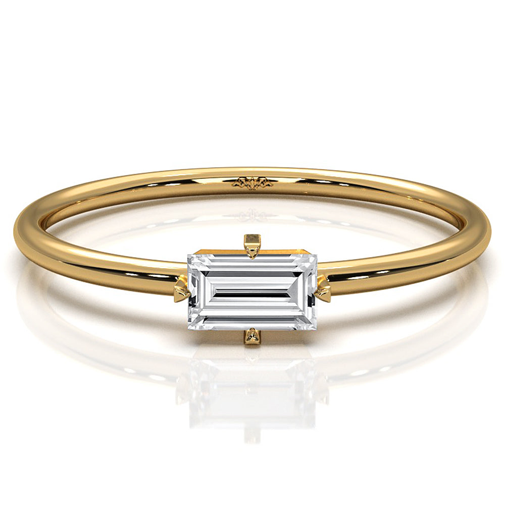 Slim Horizontal Baguette Lab Diamond Fashion Prong Set Ring 0.31ctw.