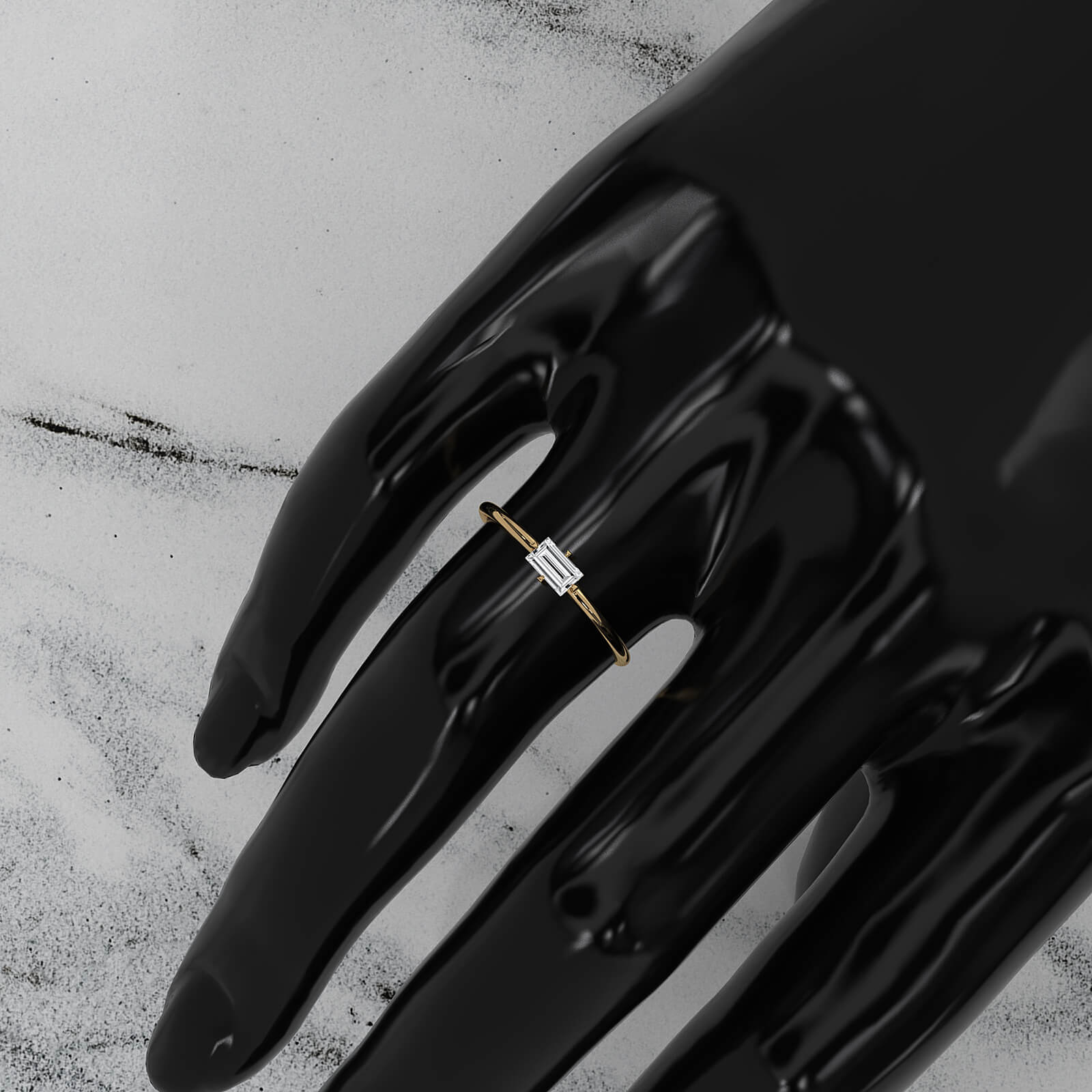 Slim Horizontal Baguette Lab Diamond Fashion Prong Set Ring 0.31ctw.