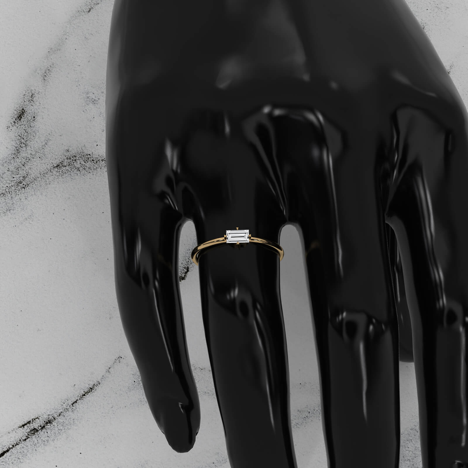 Slim Horizontal Baguette Lab Diamond Fashion Prong Set Ring 0.31ctw.