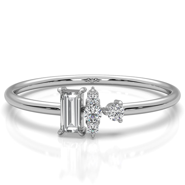Baguette And Round Cluster Lab Diamond Fashion Ring 0.17ctw.