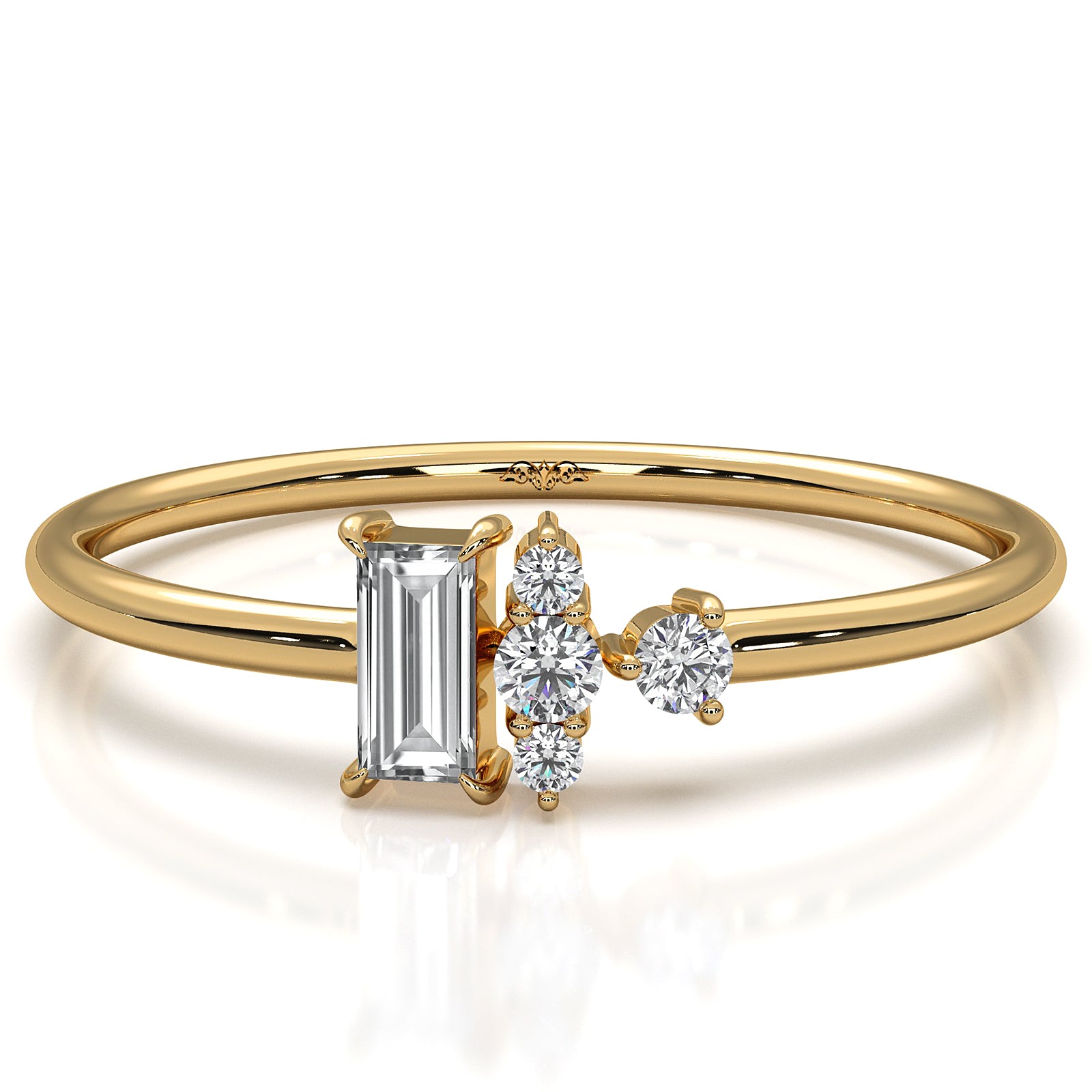 Baguette And Round Cluster Lab Diamond Fashion Ring 0.17ctw.