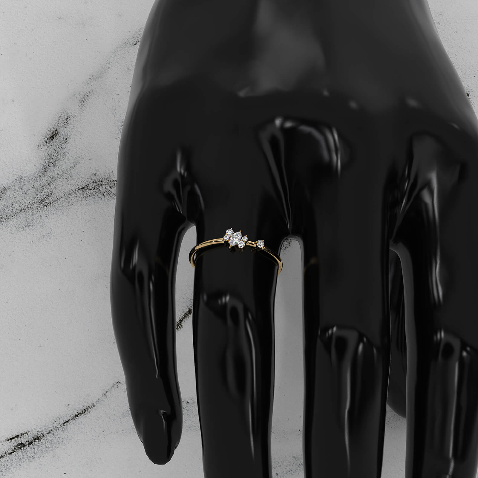 Marquise and Round Scattered Lab Diamond Fashion Ring 0.12ctw.