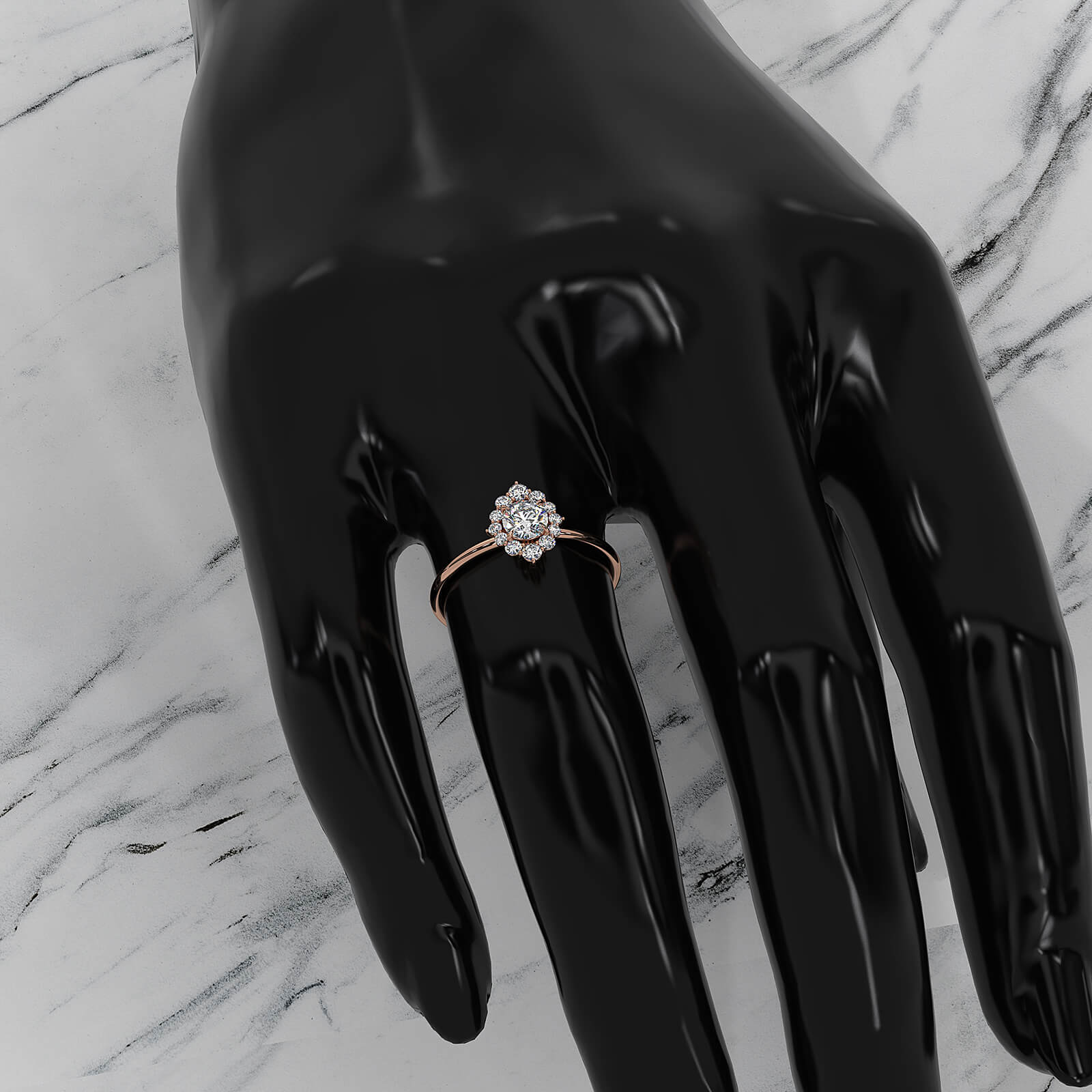 Prong Set Scalloped Halo Round Lab Diamond Fashion Ring 0.65ctw.