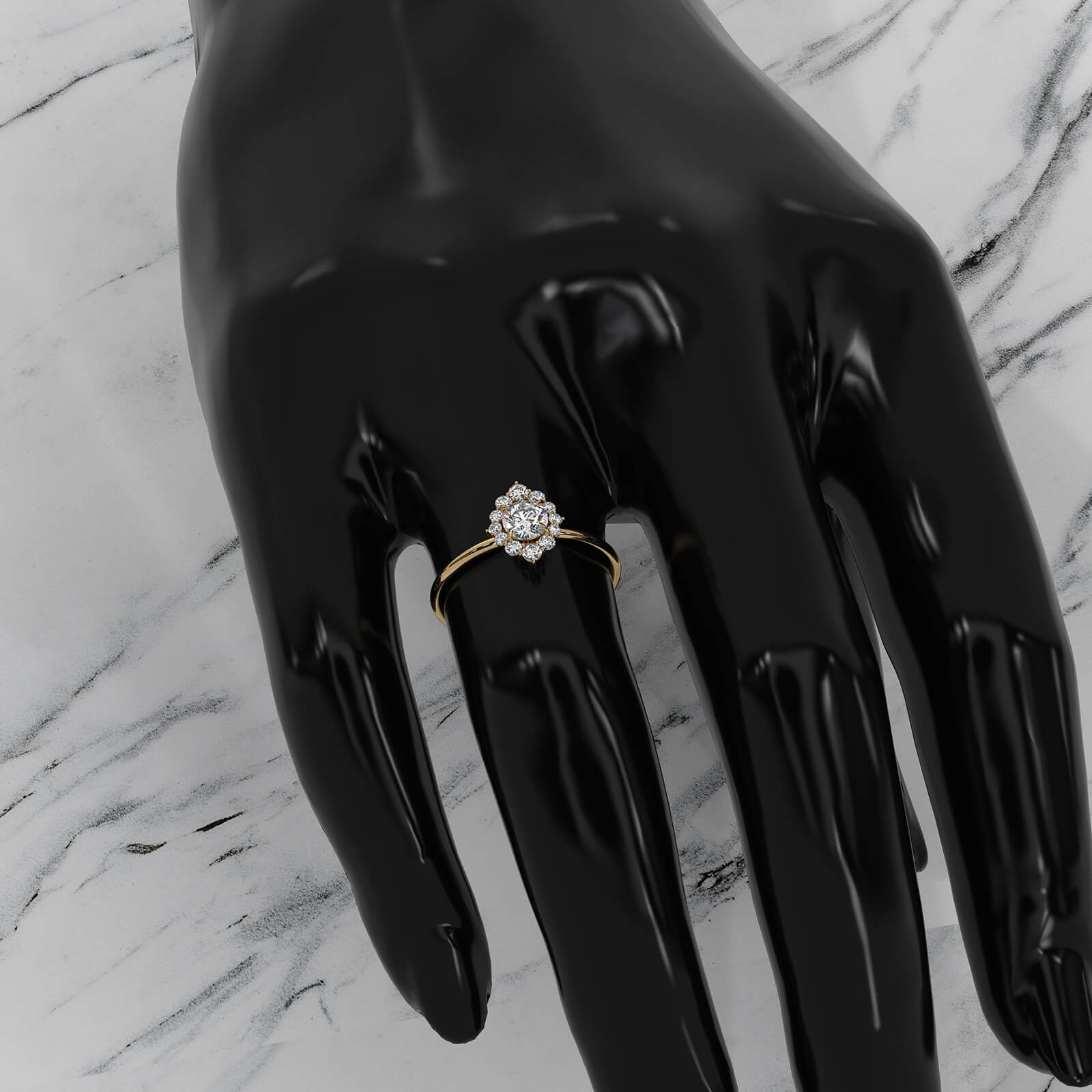 Prong Set Scalloped Halo Round Lab Diamond Fashion Ring 0.65ctw.