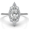 Prong Set Scalloped Halo Oval Lab Diamond Anniversary Ring 1.04ctw.