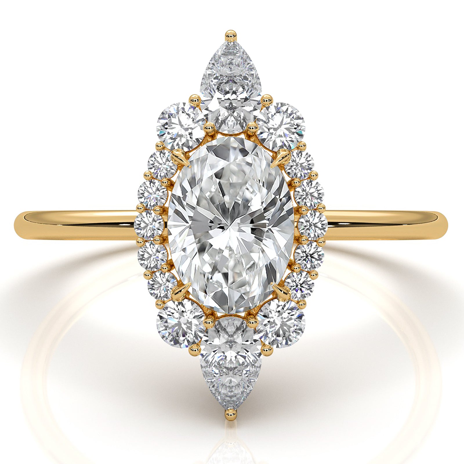 Prong Set Scalloped Halo Oval Lab Diamond Anniversary Ring 1.04ctw.