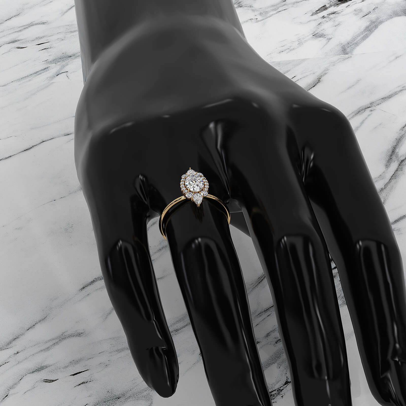 Prong Set Scalloped Halo Oval Lab Diamond Anniversary Ring 1.04ctw.