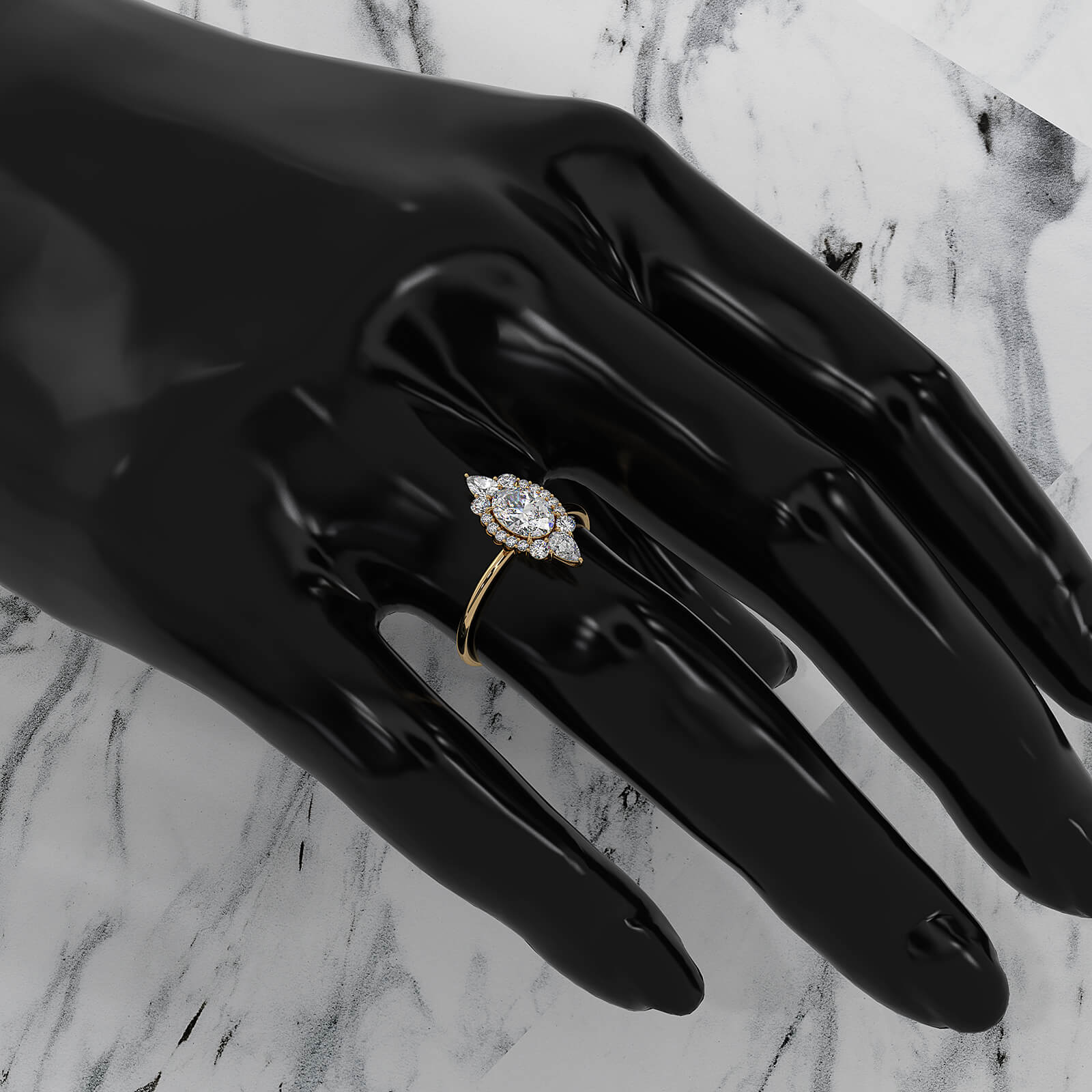 Prong Set Scalloped Halo Oval Lab Diamond Anniversary Ring 1.04ctw.