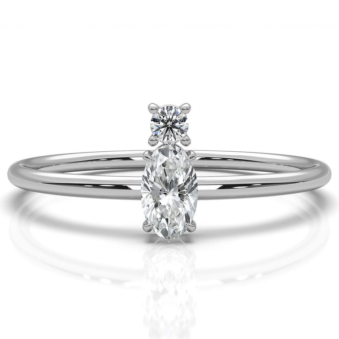 Prong Set Oval And Round Lab Diamond Fashion Ring 0.20ctw.