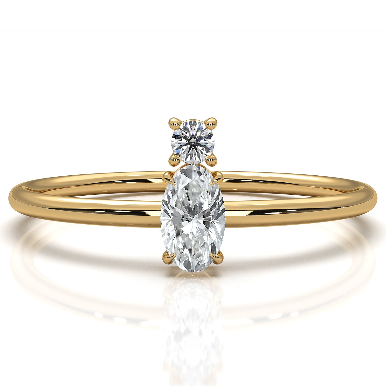 Prong Set Oval And Round Lab Diamond Fashion Ring 0.20ctw.