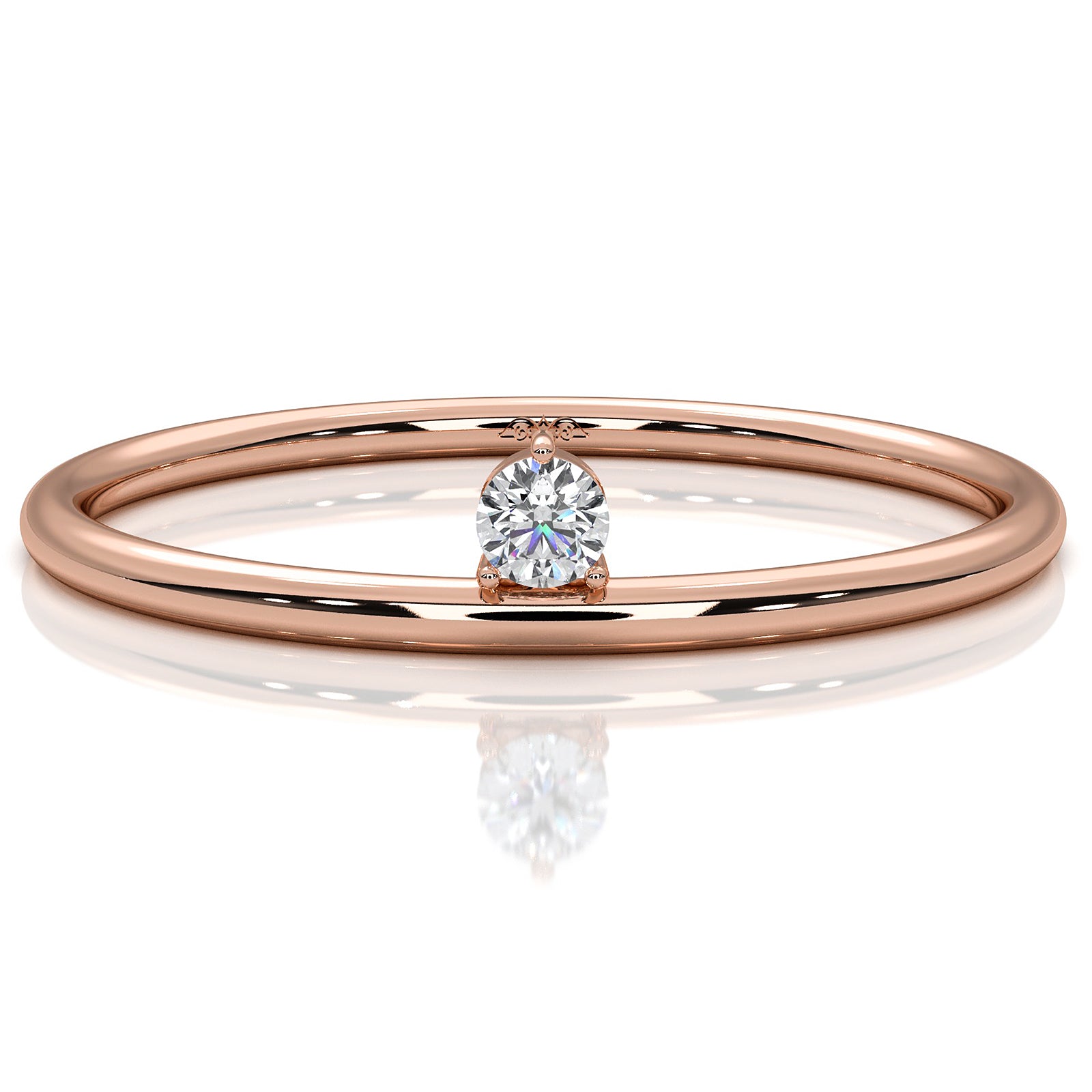 Sleek Tiny Solitaire Round Lab Diamond Fashion Ring 0.02ctw.