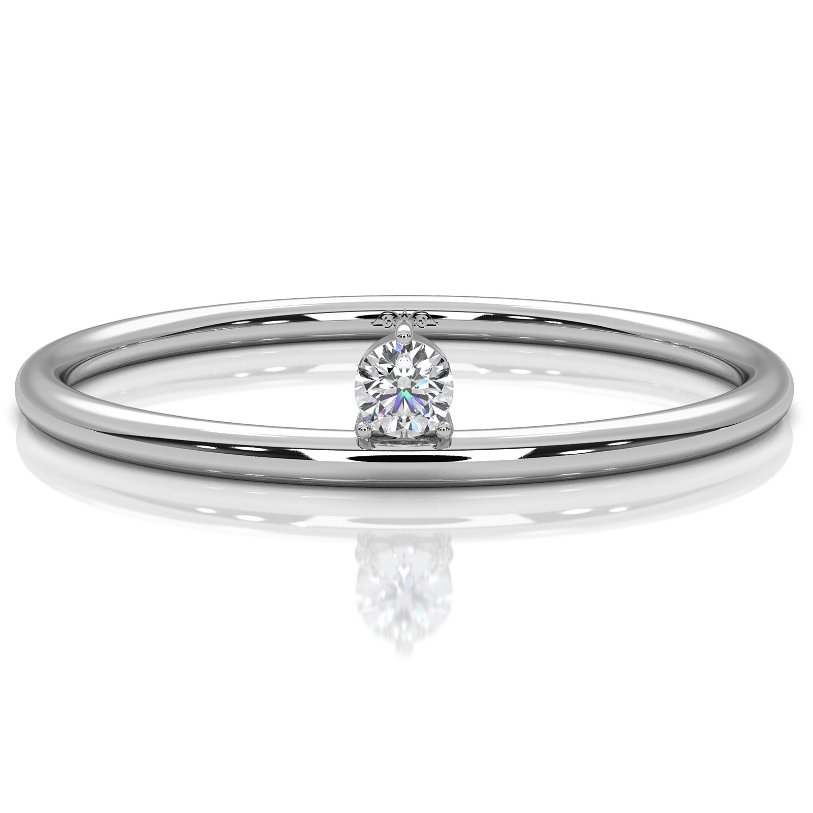 Sleek Tiny Solitaire Round Lab Diamond Fashion Ring 0.02ctw.