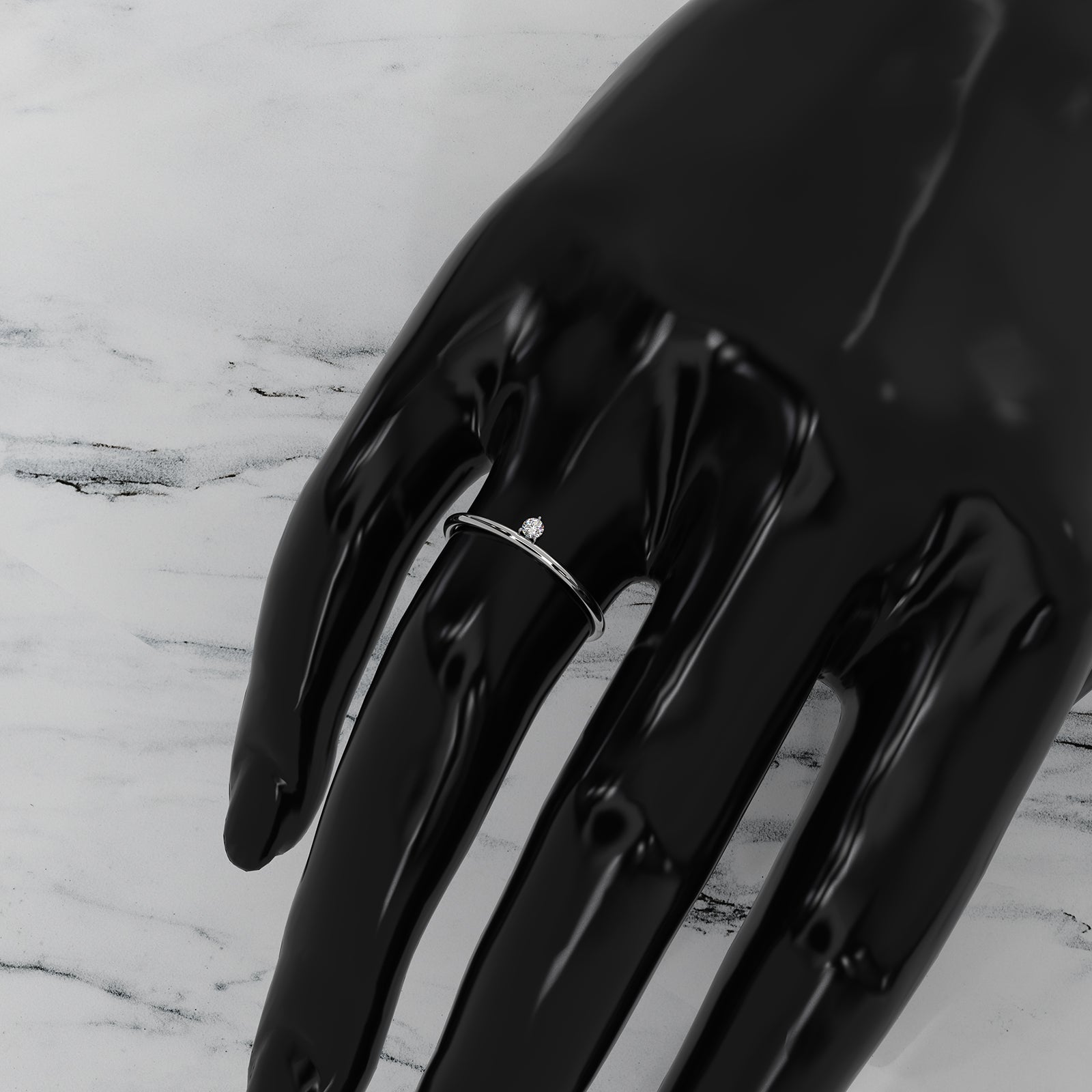 Sleek Tiny Solitaire Round Lab Diamond Fashion Ring 0.02ctw.