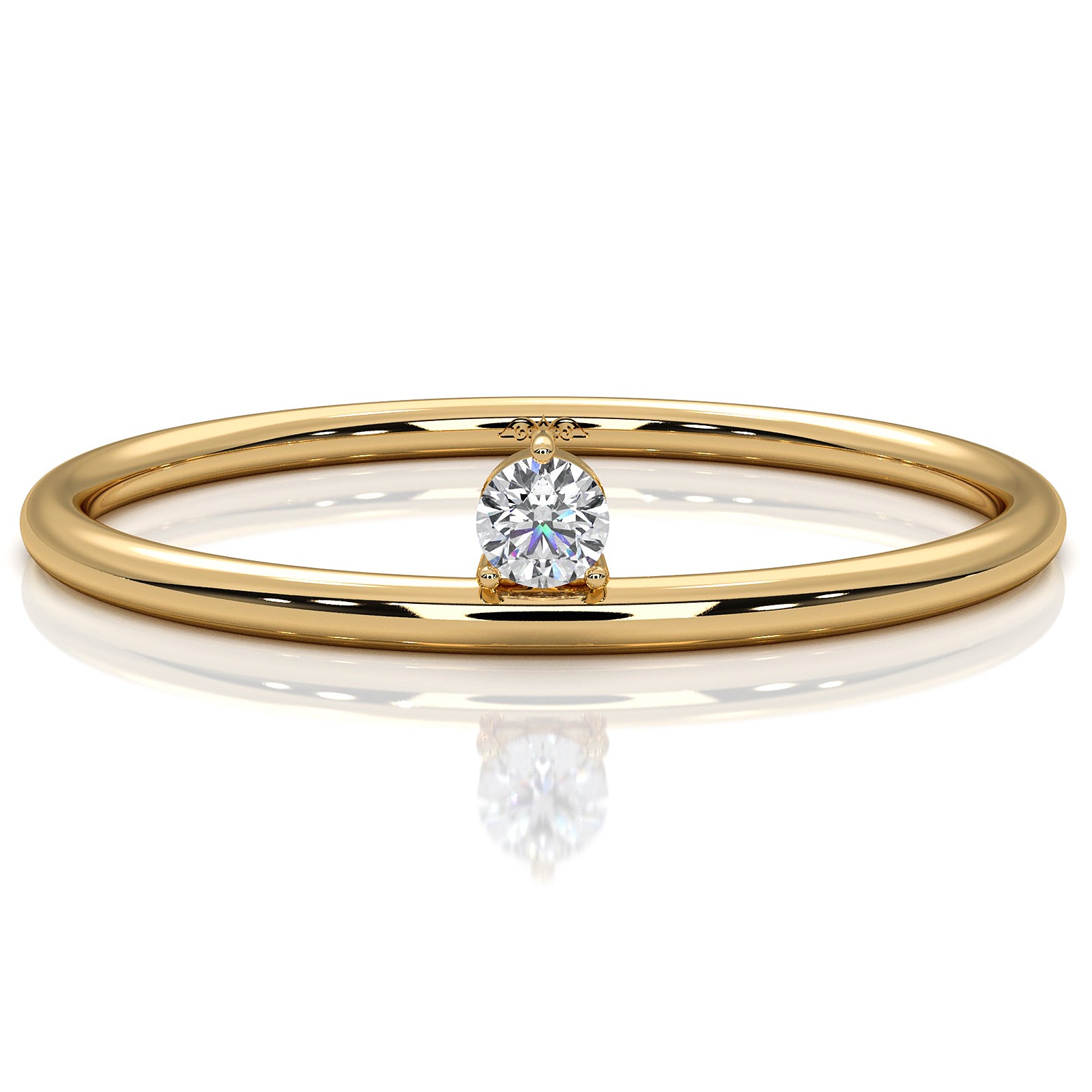 Sleek Tiny Solitaire Round Lab Diamond Fashion Ring 0.02ctw.