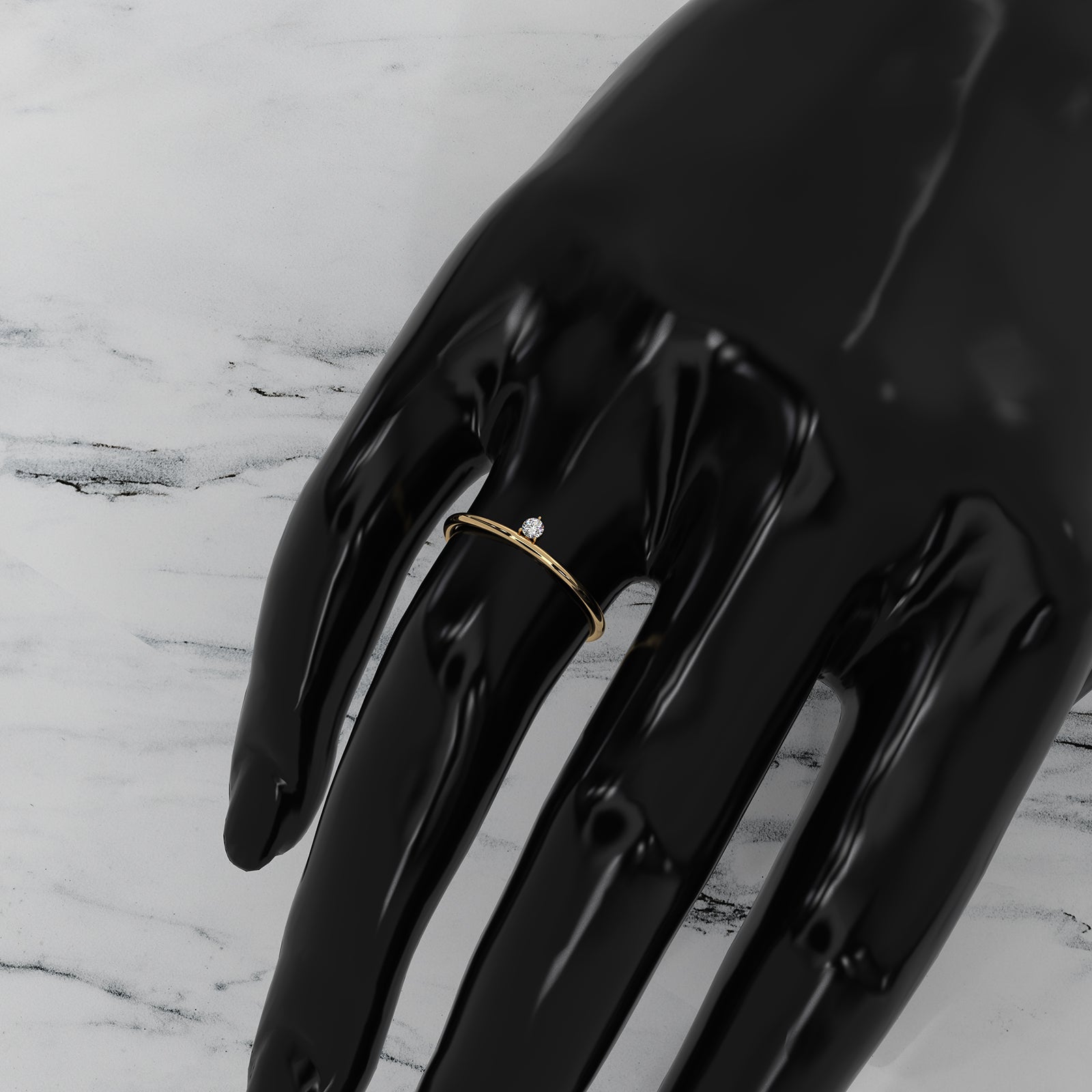 Sleek Tiny Solitaire Round Lab Diamond Fashion Ring 0.02ctw.