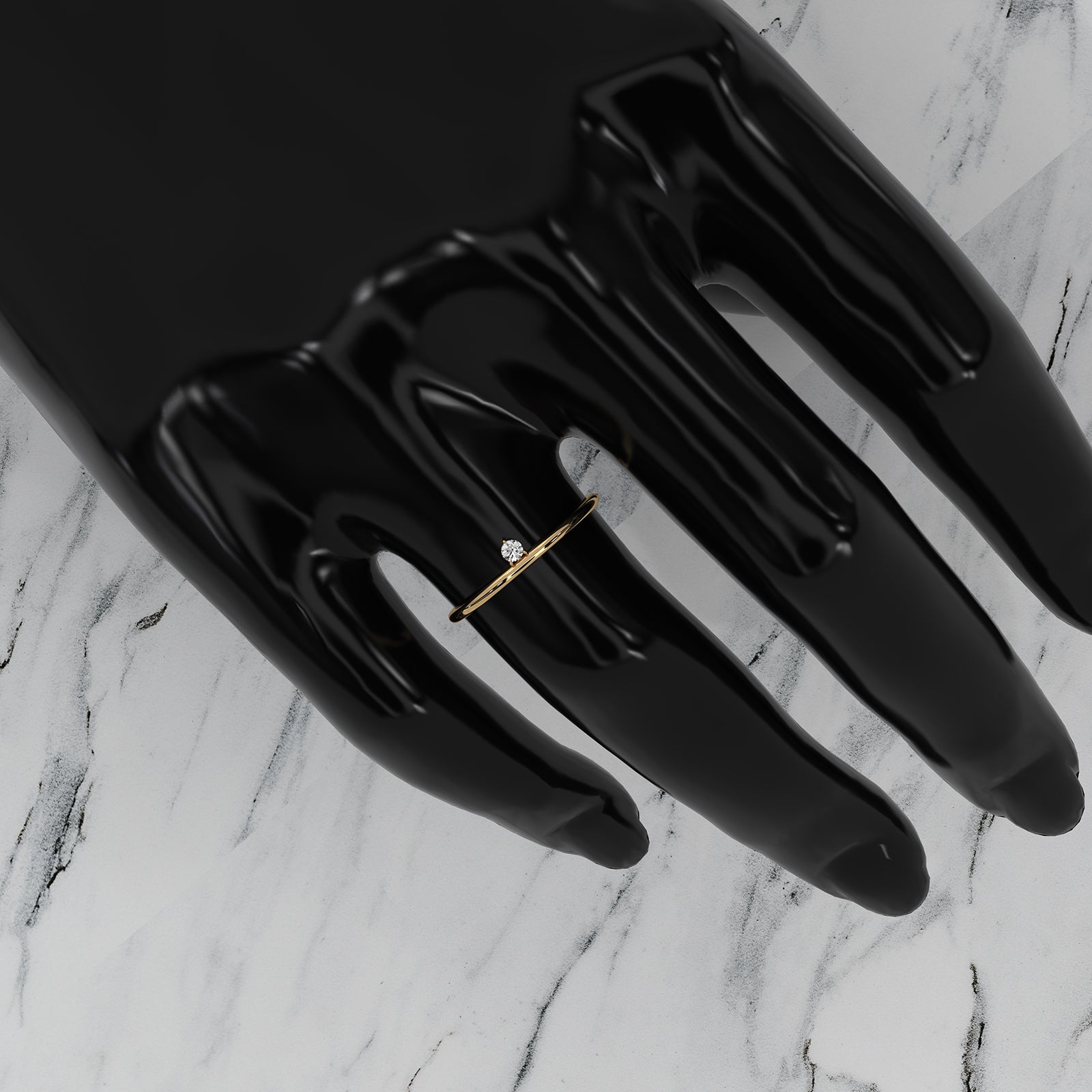 Sleek Tiny Solitaire Round Lab Diamond Fashion Ring 0.02ctw.