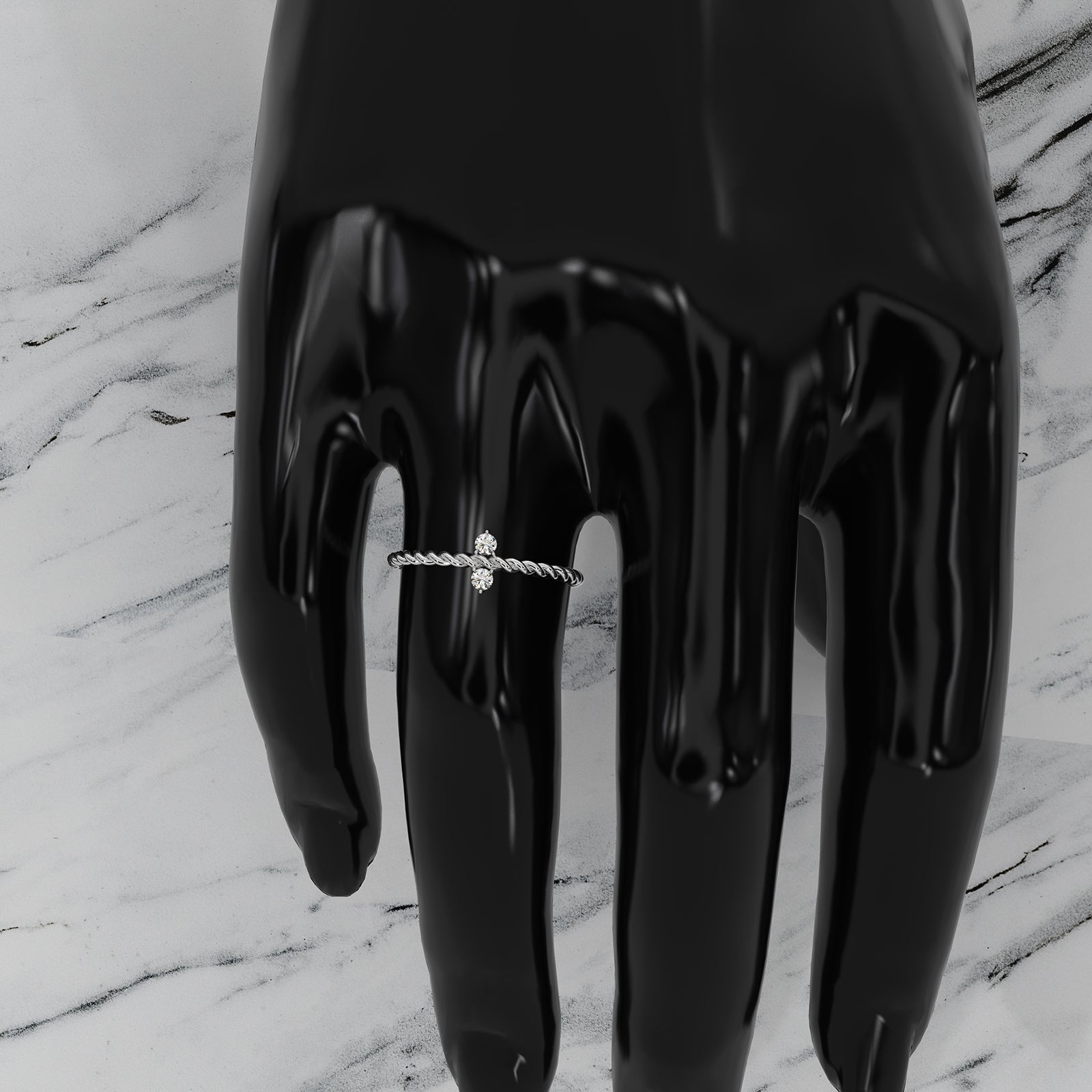 Twisted Rope 2 Stone Round Lab Diamond Fashion Ring 0.08ctw.