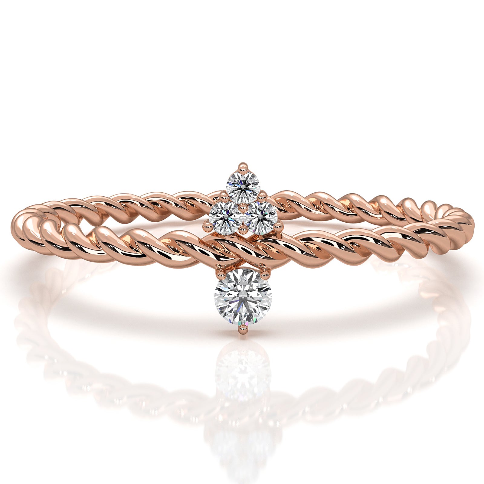 Twisted Rope Mini Cluster Fashion Lab Diamond Wedding Ring 0.06ctw.