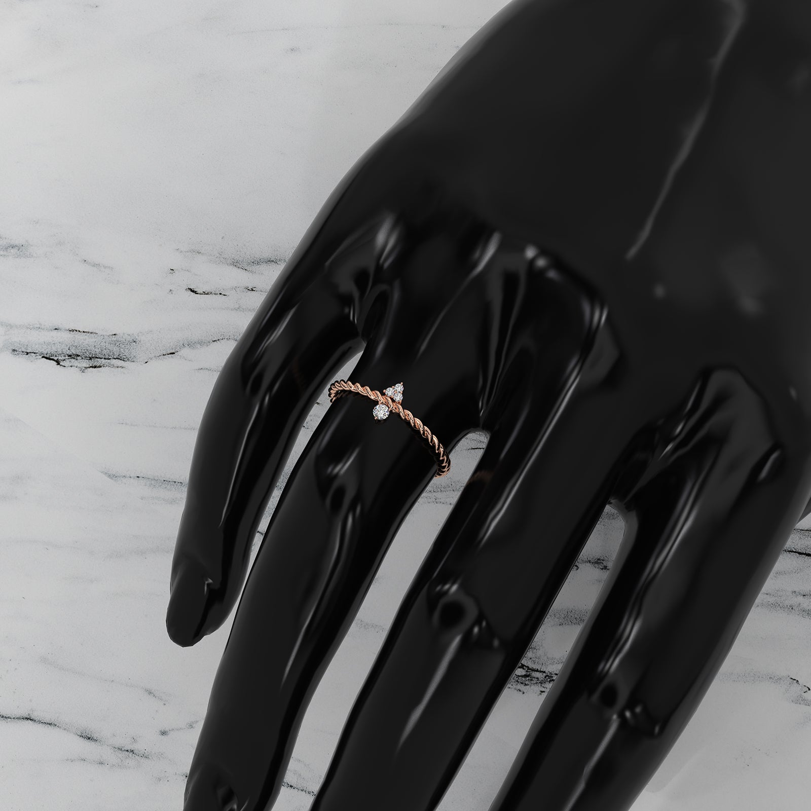 Twisted Rope Mini Cluster Fashion Lab Diamond Wedding Ring 0.06ctw.