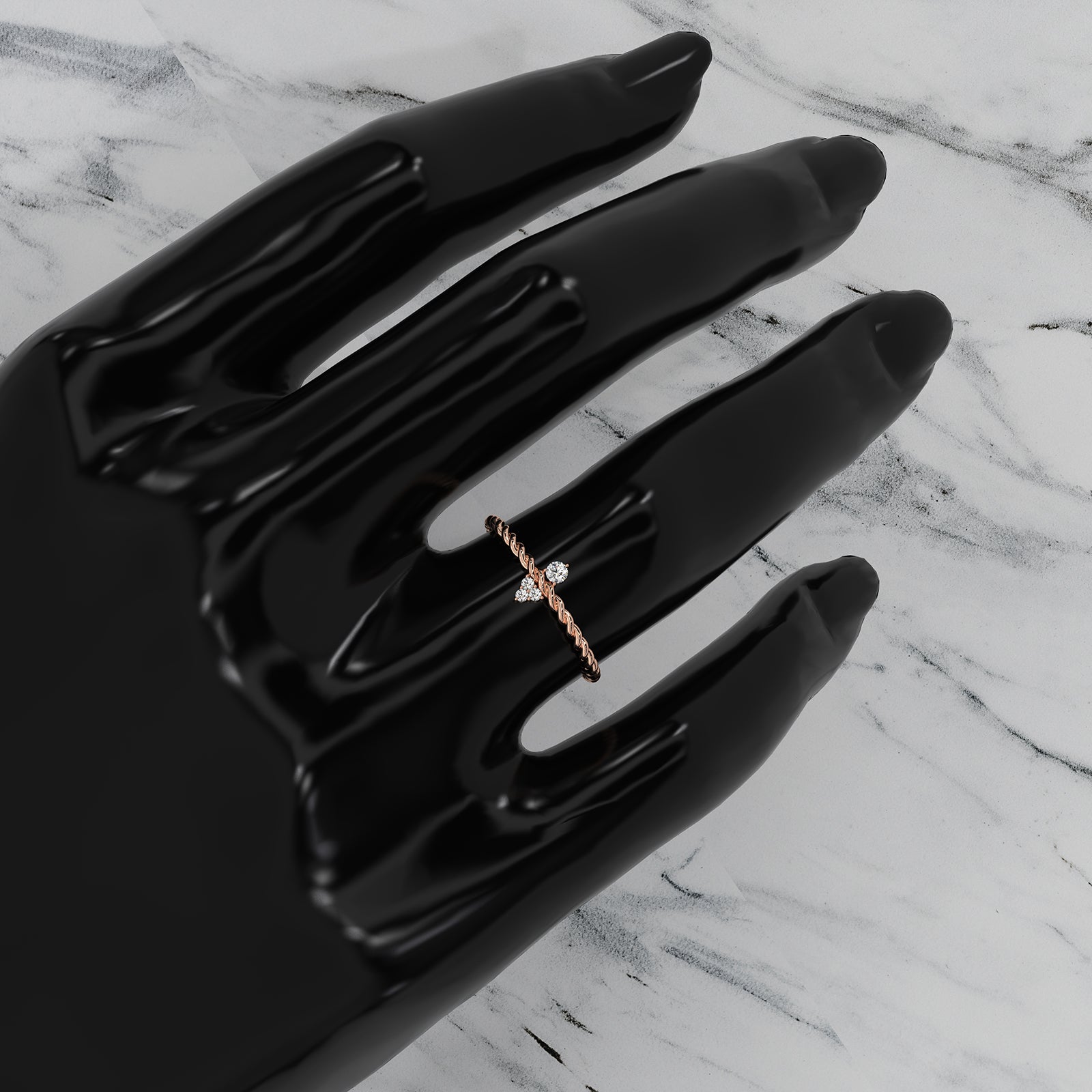 Twisted Rope Mini Cluster Fashion Lab Diamond Wedding Ring 0.06ctw.