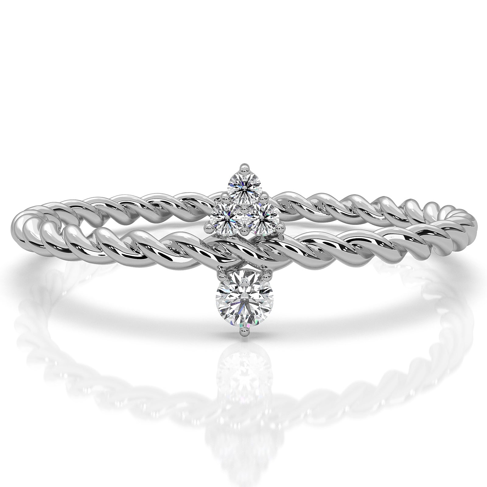 Twisted Rope Mini Cluster Fashion Lab Diamond Wedding Ring 0.06ctw.