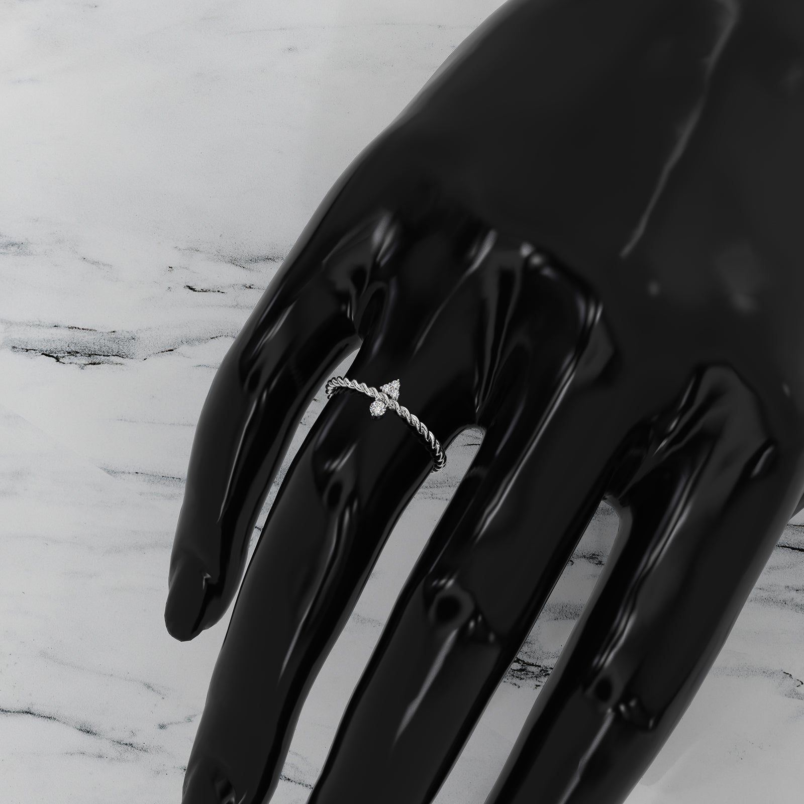 Twisted Rope Mini Cluster Fashion Lab Diamond Wedding Ring 0.06ctw.