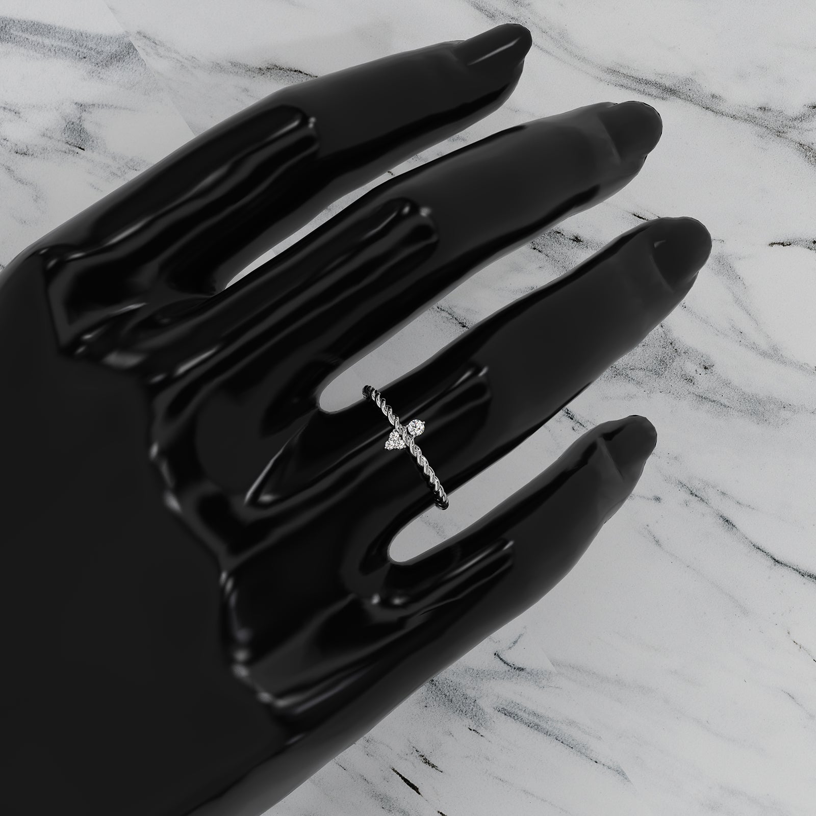 Twisted Rope Mini Cluster Fashion Lab Diamond Wedding Ring 0.06ctw.