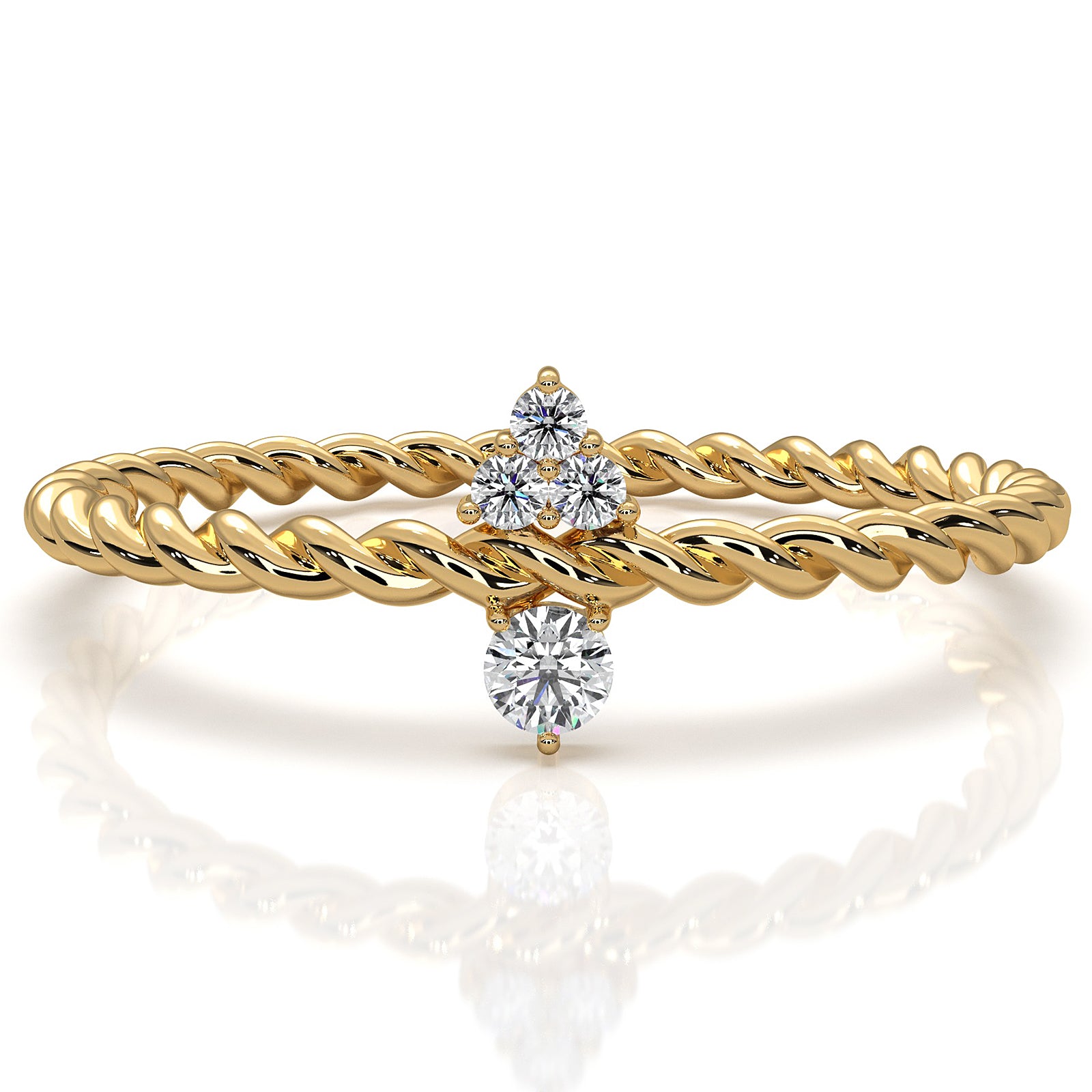 Twisted Rope Mini Cluster Fashion Lab Diamond Wedding Ring 0.06ctw.