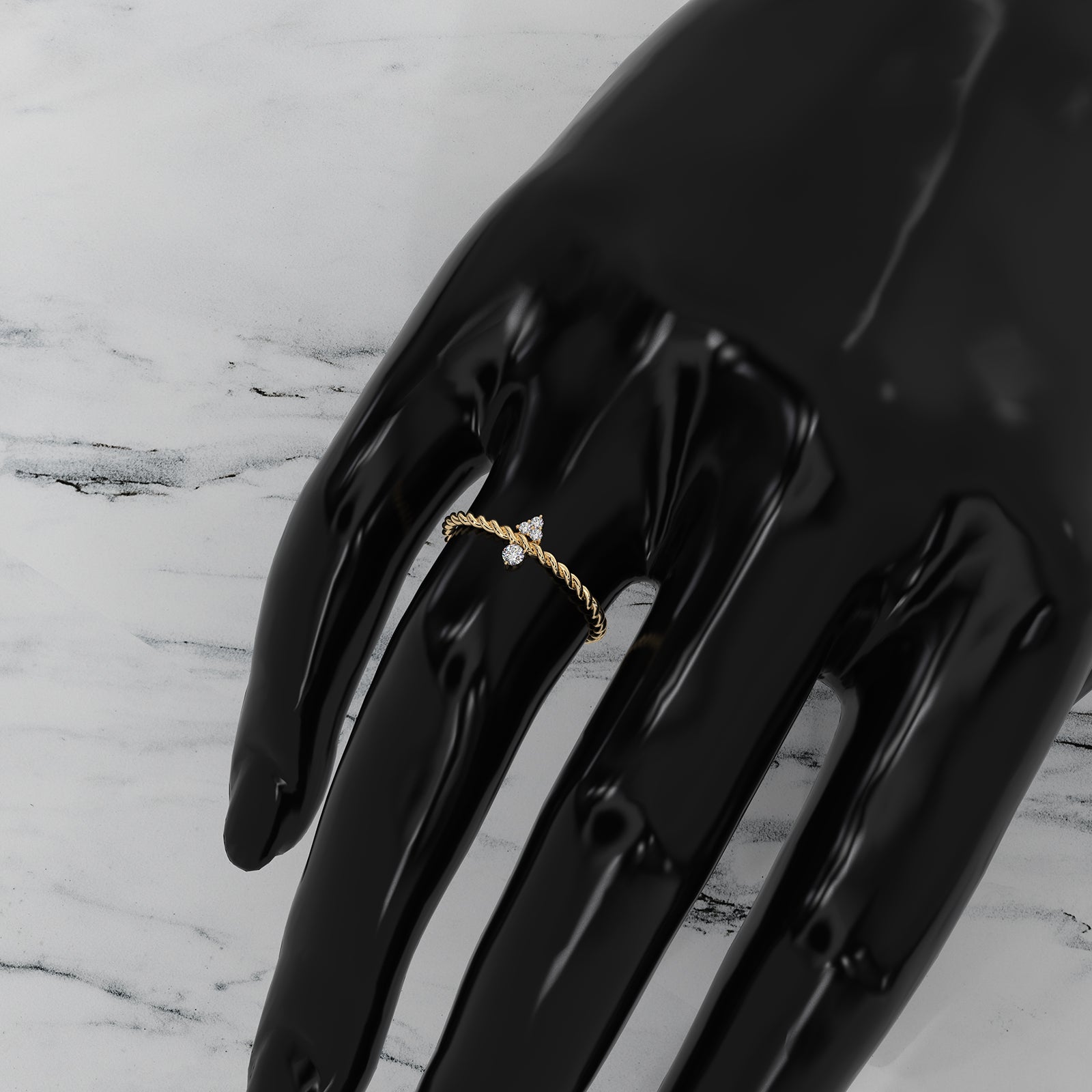 Twisted Rope Mini Cluster Fashion Lab Diamond Wedding Ring 0.06ctw.