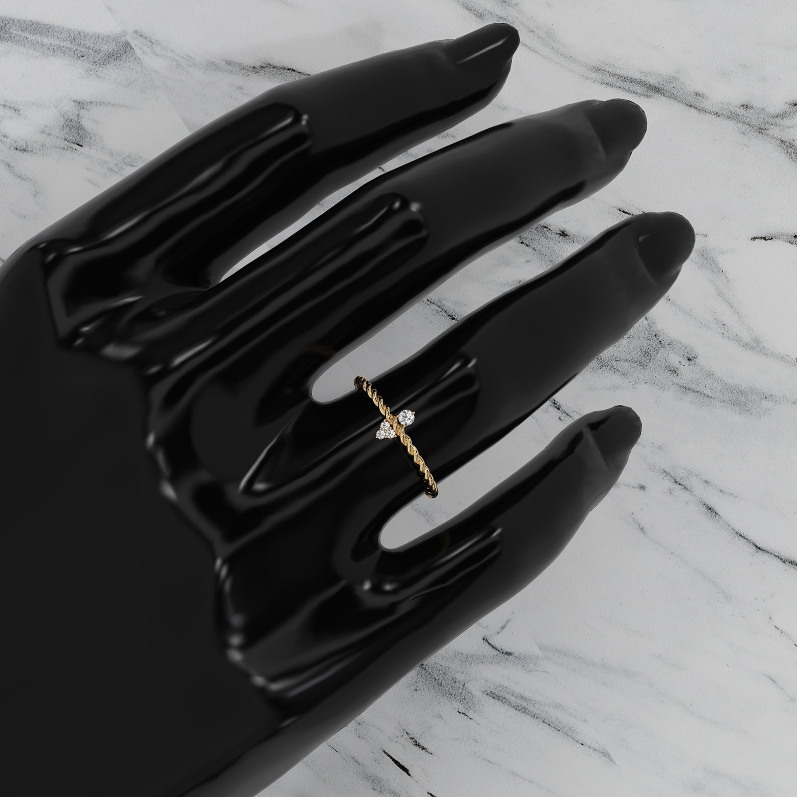 Twisted Rope Mini Cluster Fashion Lab Diamond Wedding Ring 0.06ctw.