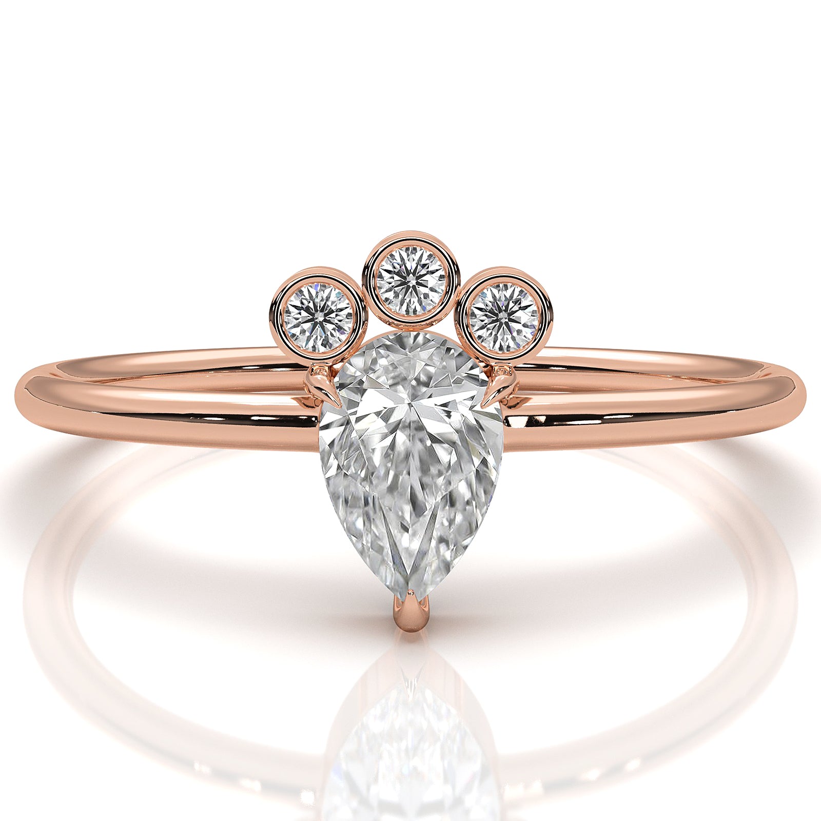 Snow Owl Women's Fashion Pear Lab Diamond Anniversary Ring 0.39ctw.