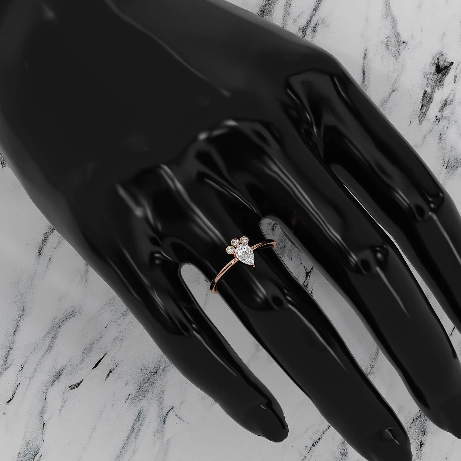 Snow Owl Women's Fashion Pear Lab Diamond Anniversary Ring 0.39ctw.