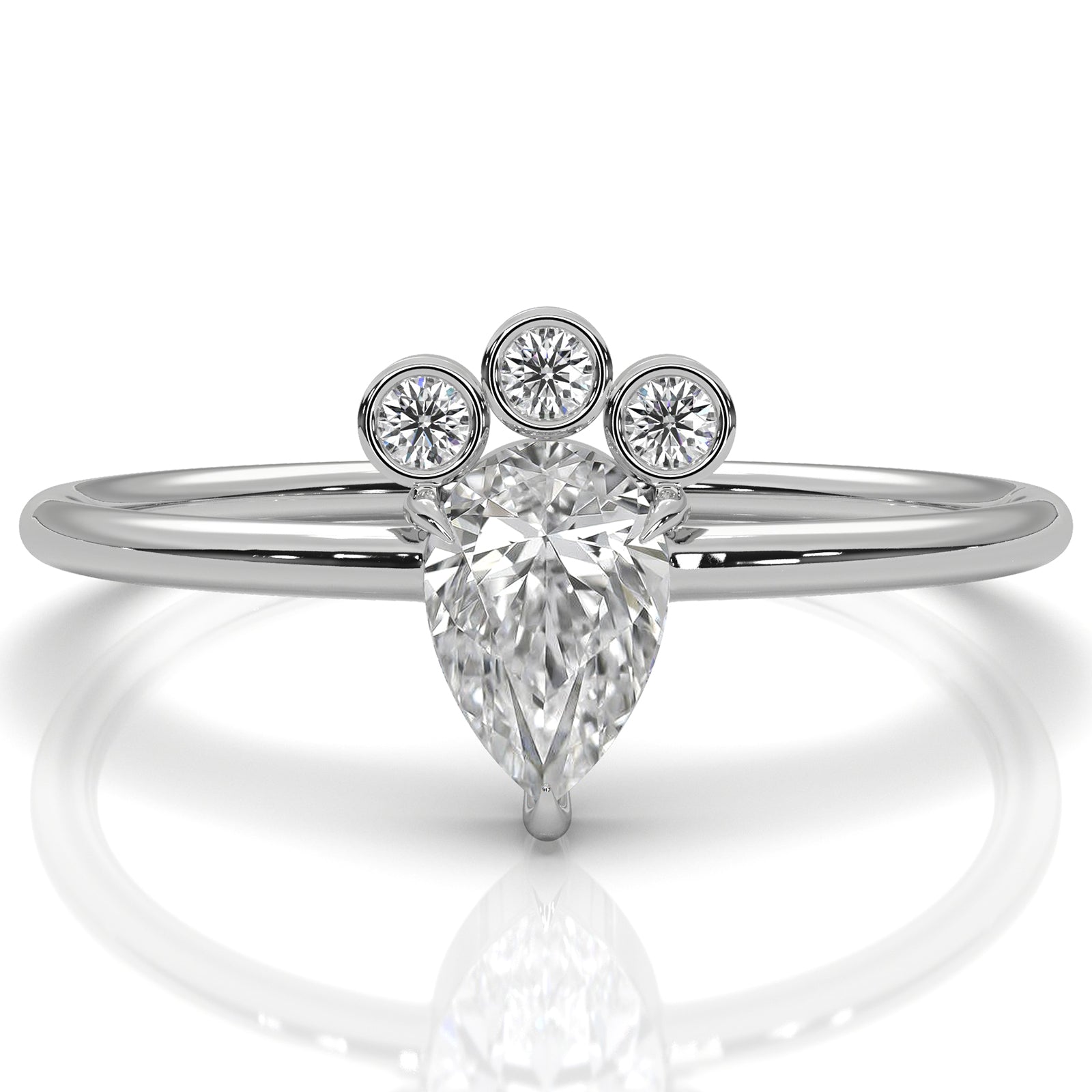 Snow Owl Women's Fashion Pear Lab Diamond Anniversary Ring 0.39ctw.