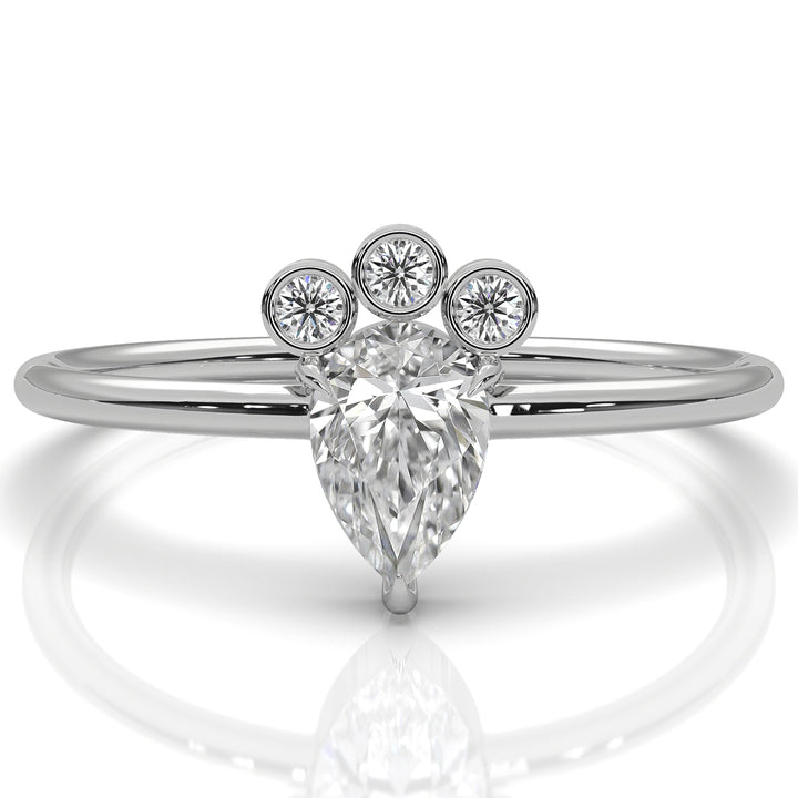Snow Owl Women's Fashion Pear Lab Diamond Anniversary Ring 0.39ctw.