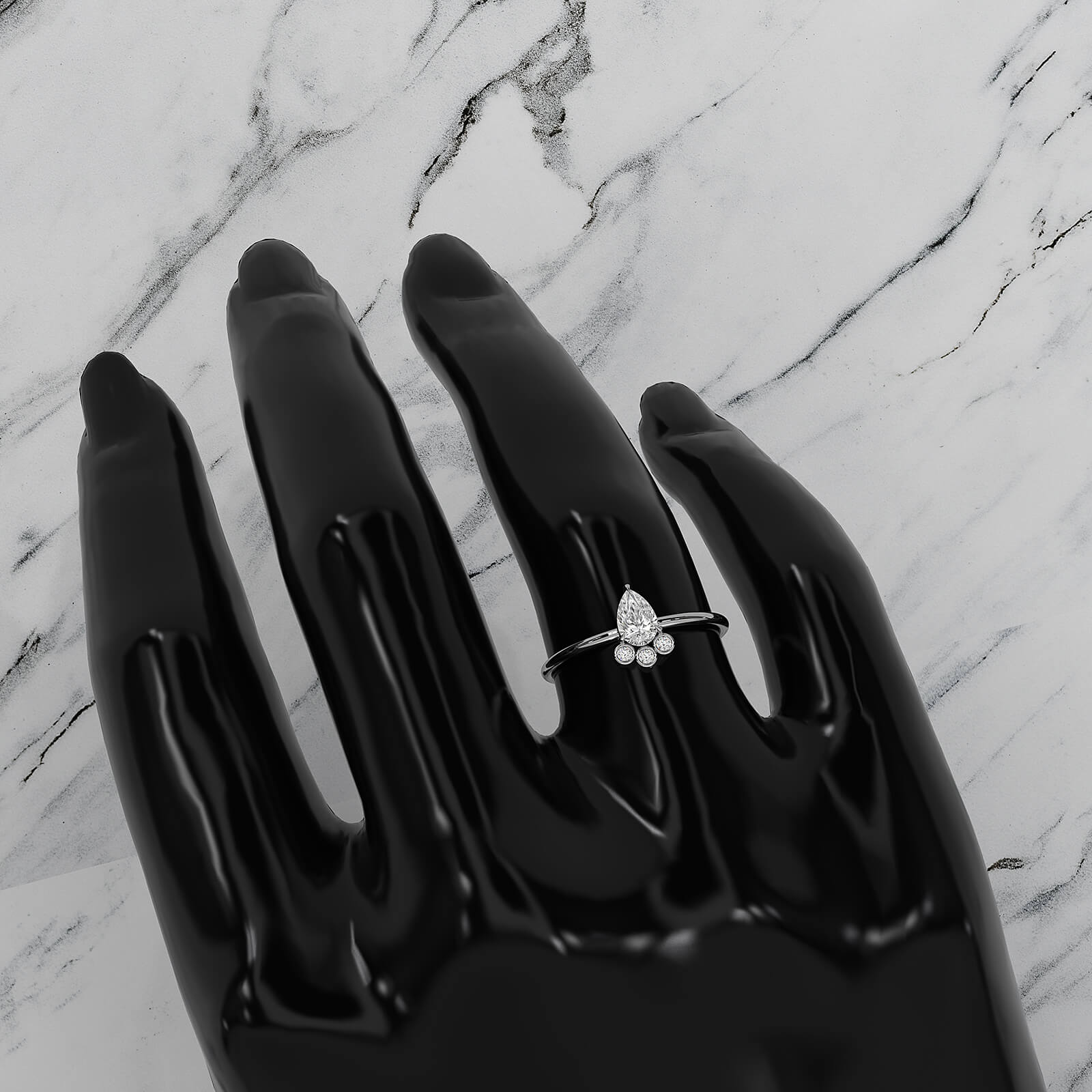 Snow Owl Women's Fashion Pear Lab Diamond Anniversary Ring 0.39ctw.