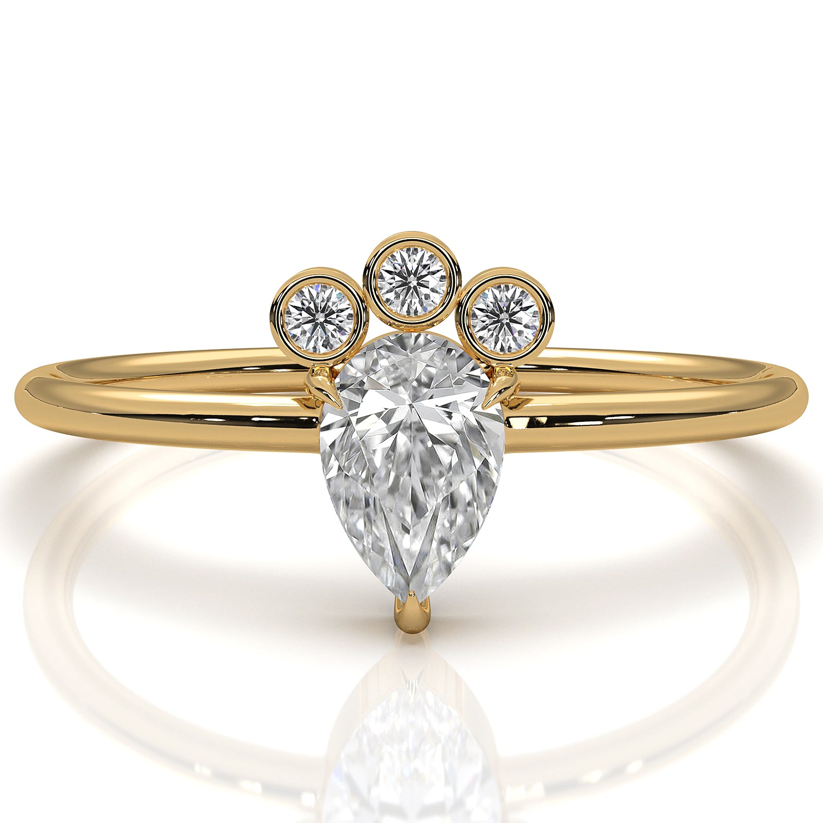 Snow Owl Women's Fashion Pear Lab Diamond Anniversary Ring 0.39ctw.