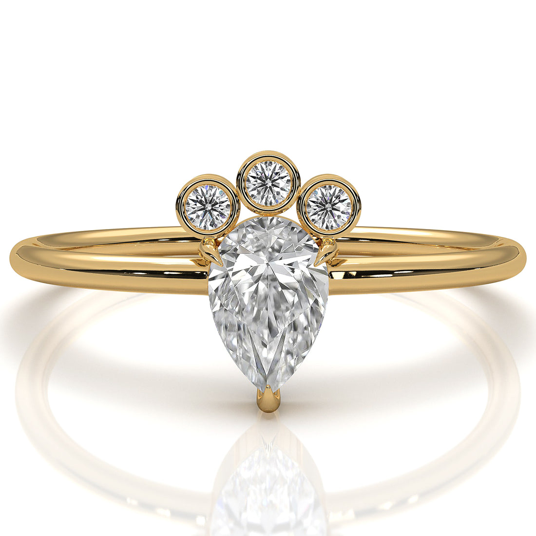 Snow Owl Women's Fashion Pear Lab Diamond Anniversary Ring 0.39ctw.