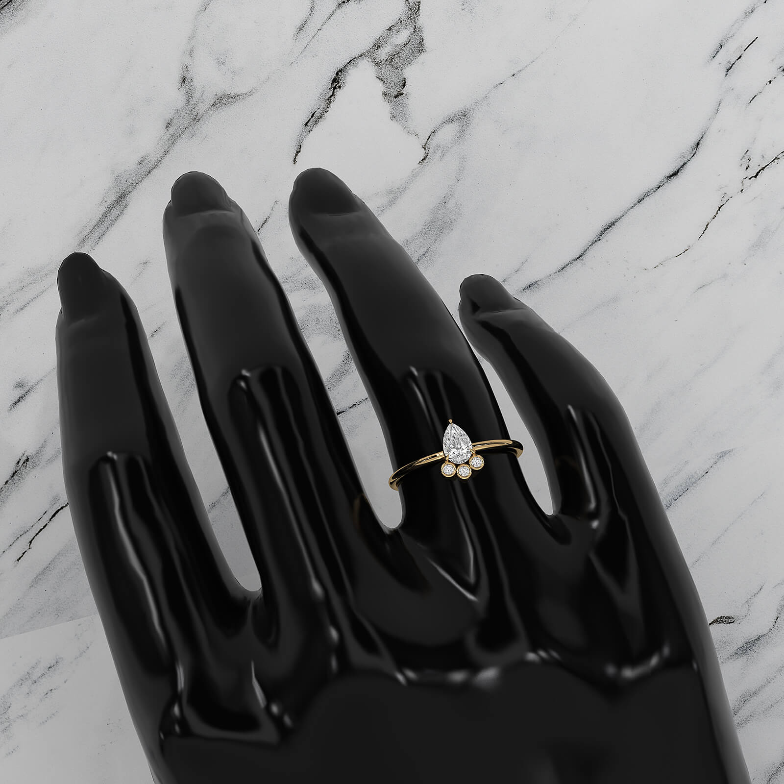 Snow Owl Women's Fashion Pear Lab Diamond Anniversary Ring 0.39ctw.