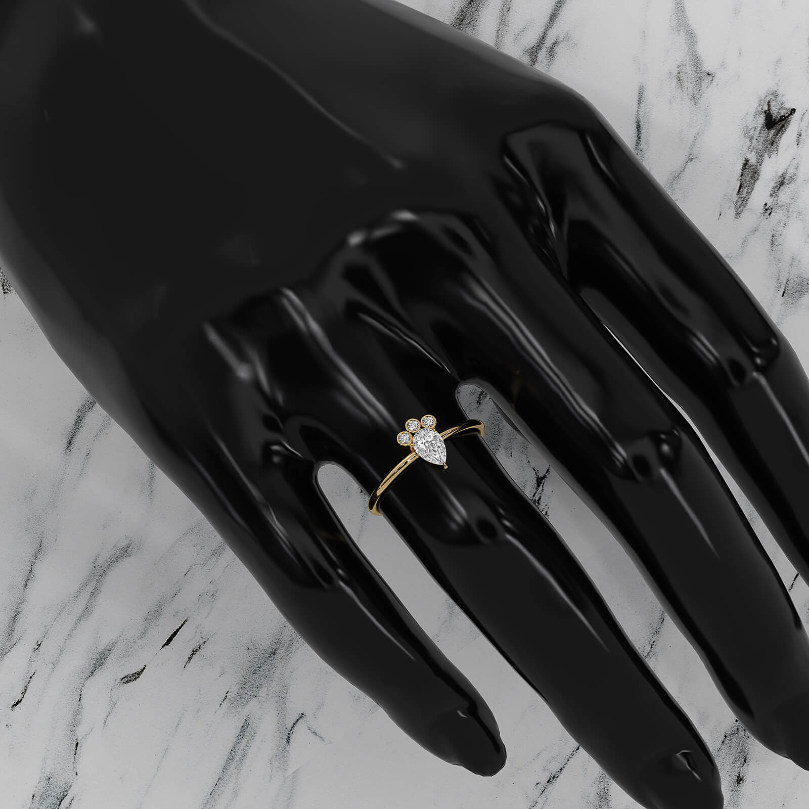 Snow Owl Women's Fashion Pear Lab Diamond Anniversary Ring 0.39ctw.