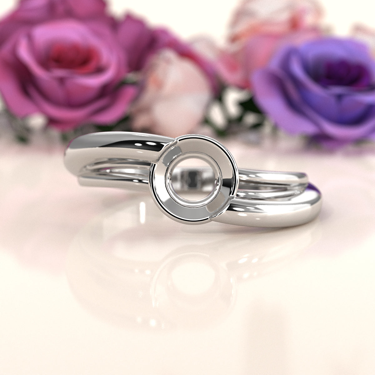 7g Classic Solitaire Style Semi Mount Engagement Bezel Setting Ring