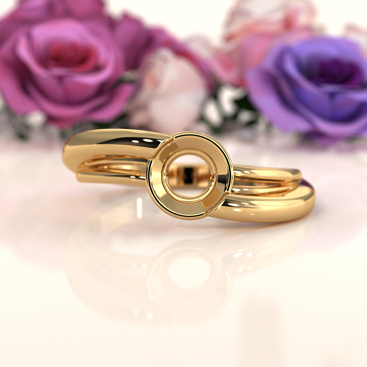 7g Classic Solitaire Style Semi Mount Engagement Bezel Setting Ring