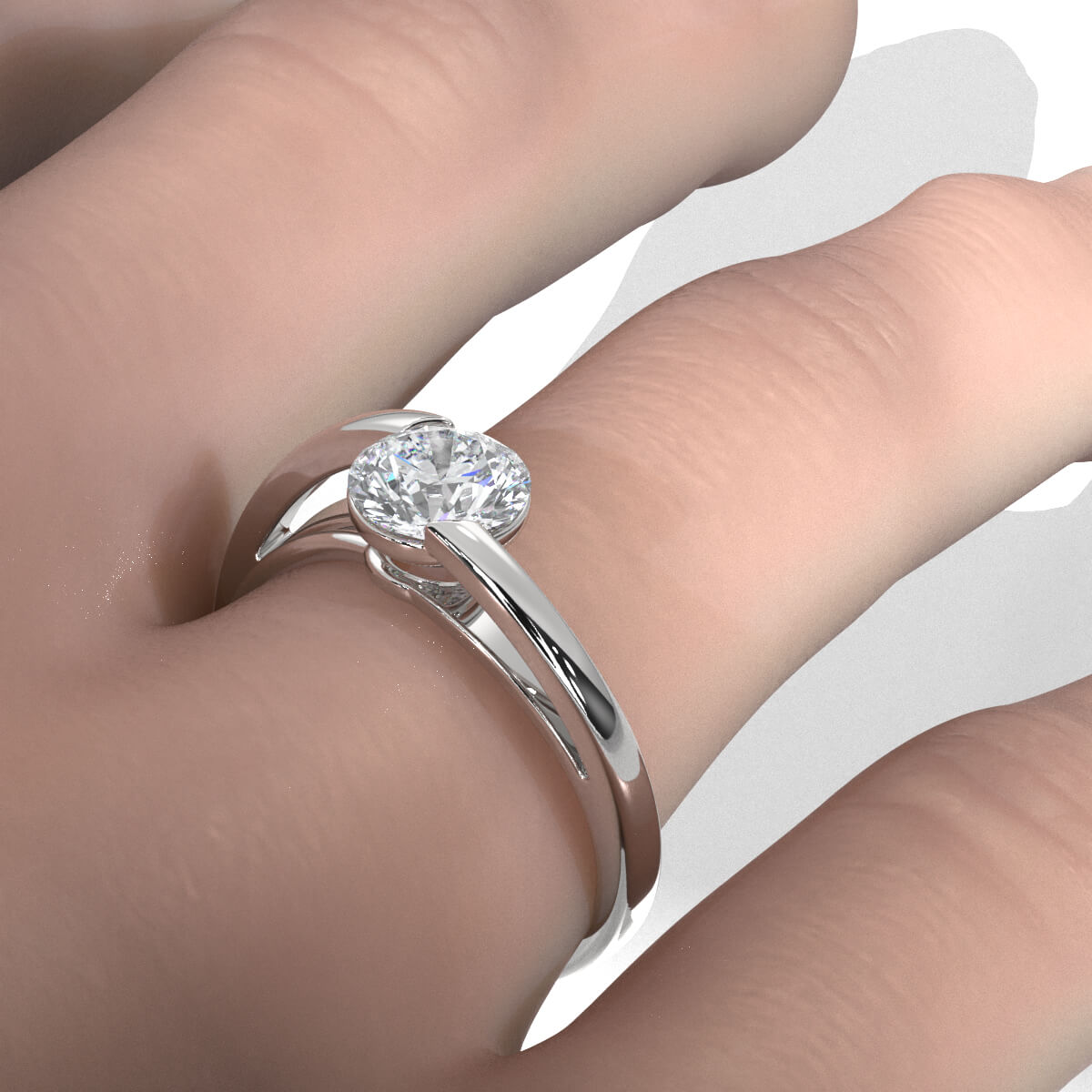 7g Classic Solitaire Lab Grown Diamond Engagement Ring Bezel Setting IGI Certified 1.00 Ctw.