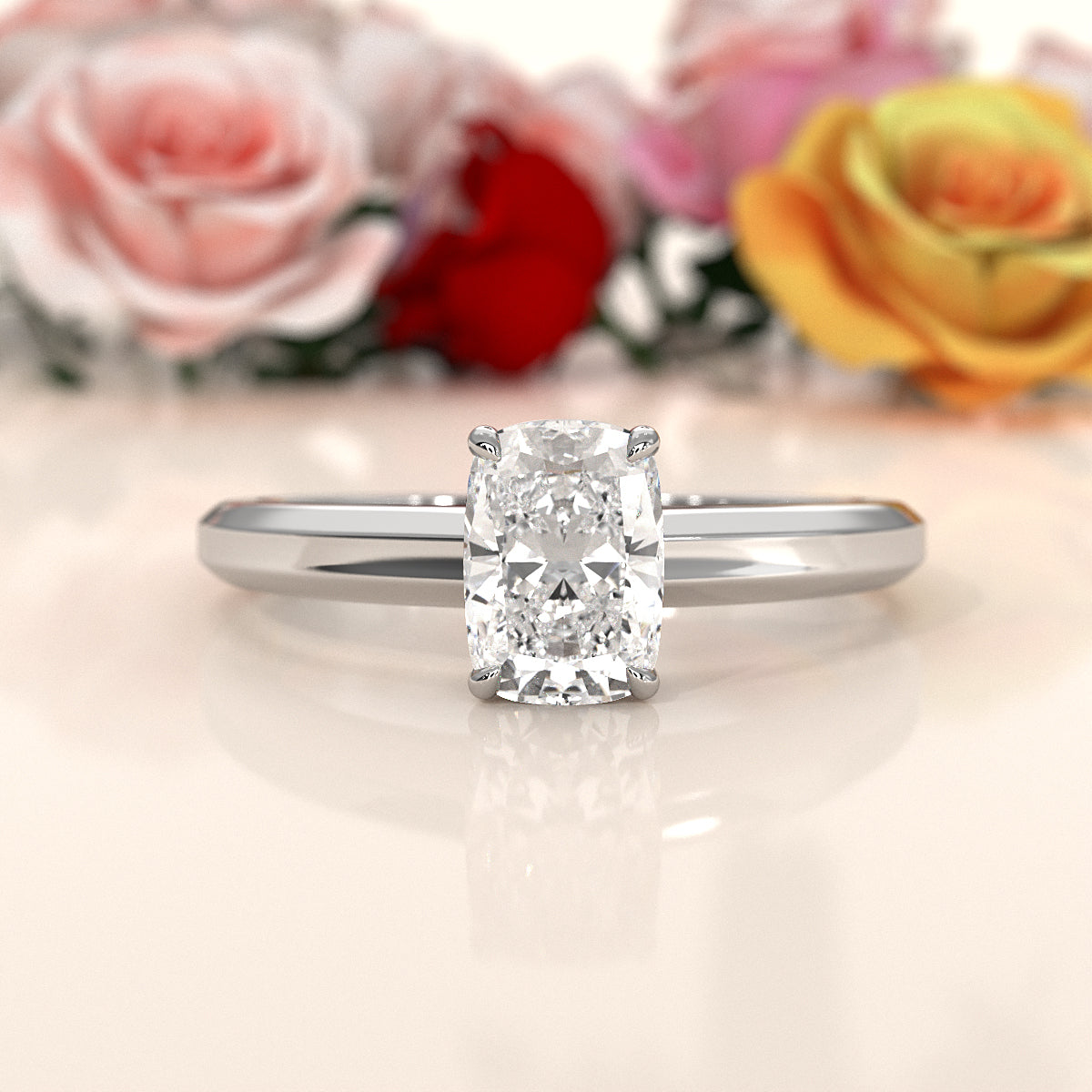 6.5g Lab Grown Solitaire Diamond European Shank Engagement Ring Setting IGI Certified 1.00 Ctw.