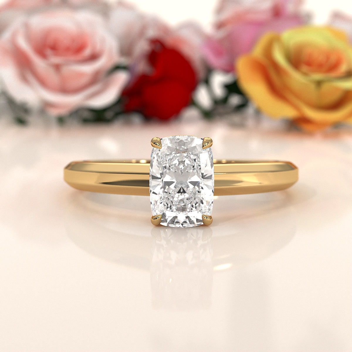 6.5g Lab Grown Solitaire Diamond European Shank Engagement Ring Setting IGI Certified 1.00 Ctw.