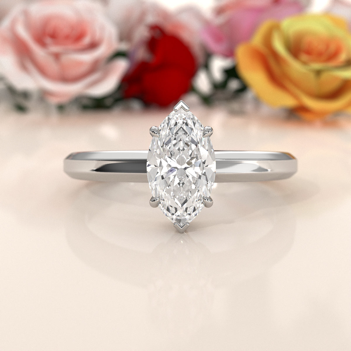 6.5g Lab Grown Solitaire Diamond European Shank Engagement Ring Setting IGI Certified 1.00 Ctw.