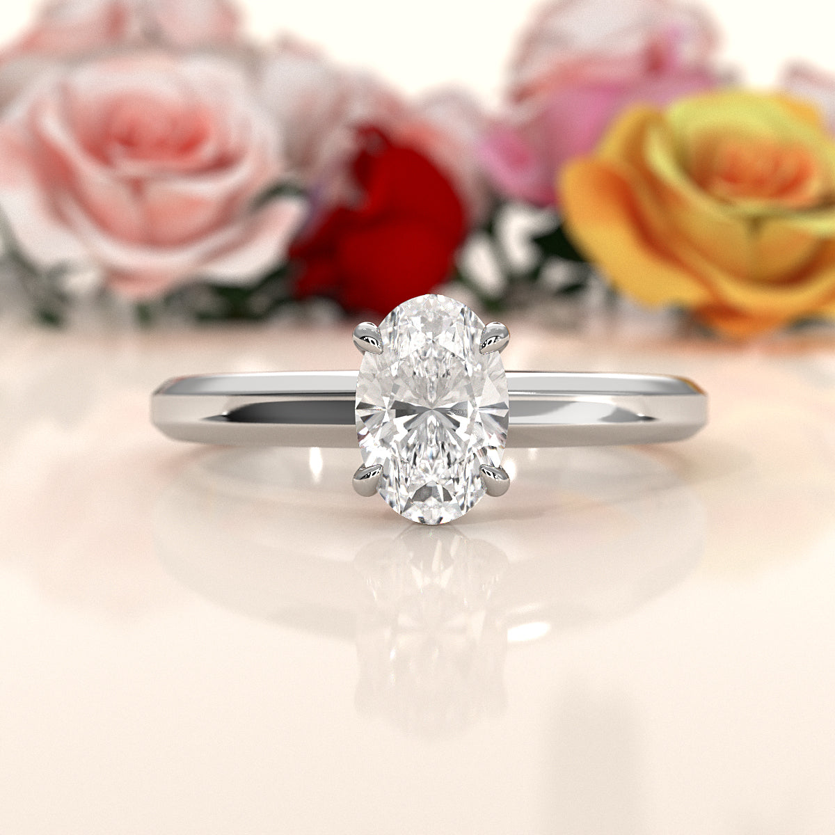 6.5g Lab Grown Solitaire Diamond European Shank Engagement Ring Setting IGI Certified 1.00 Ctw.
