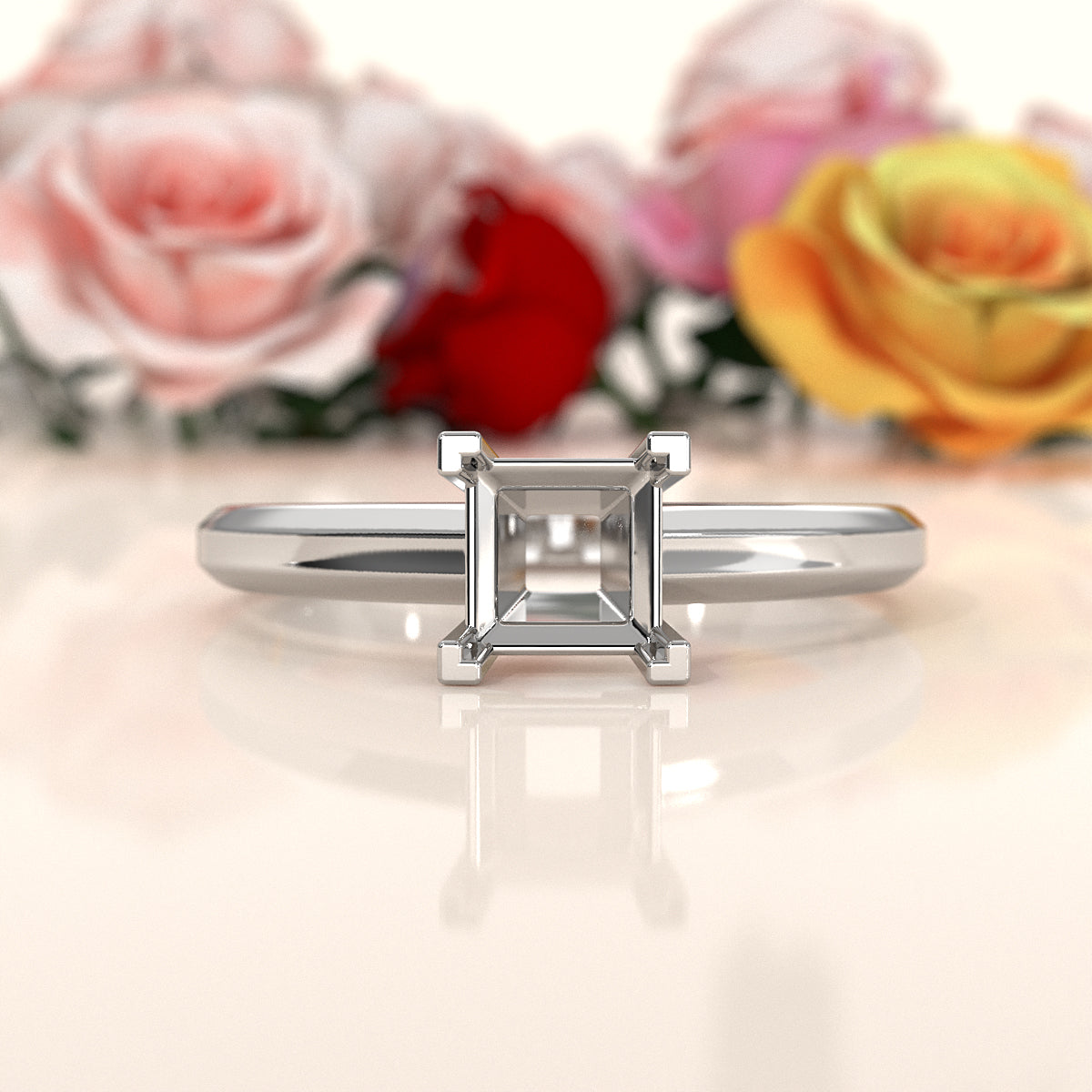 Solitaire Style Prong Set Semi Mount Engagement Ring Setting