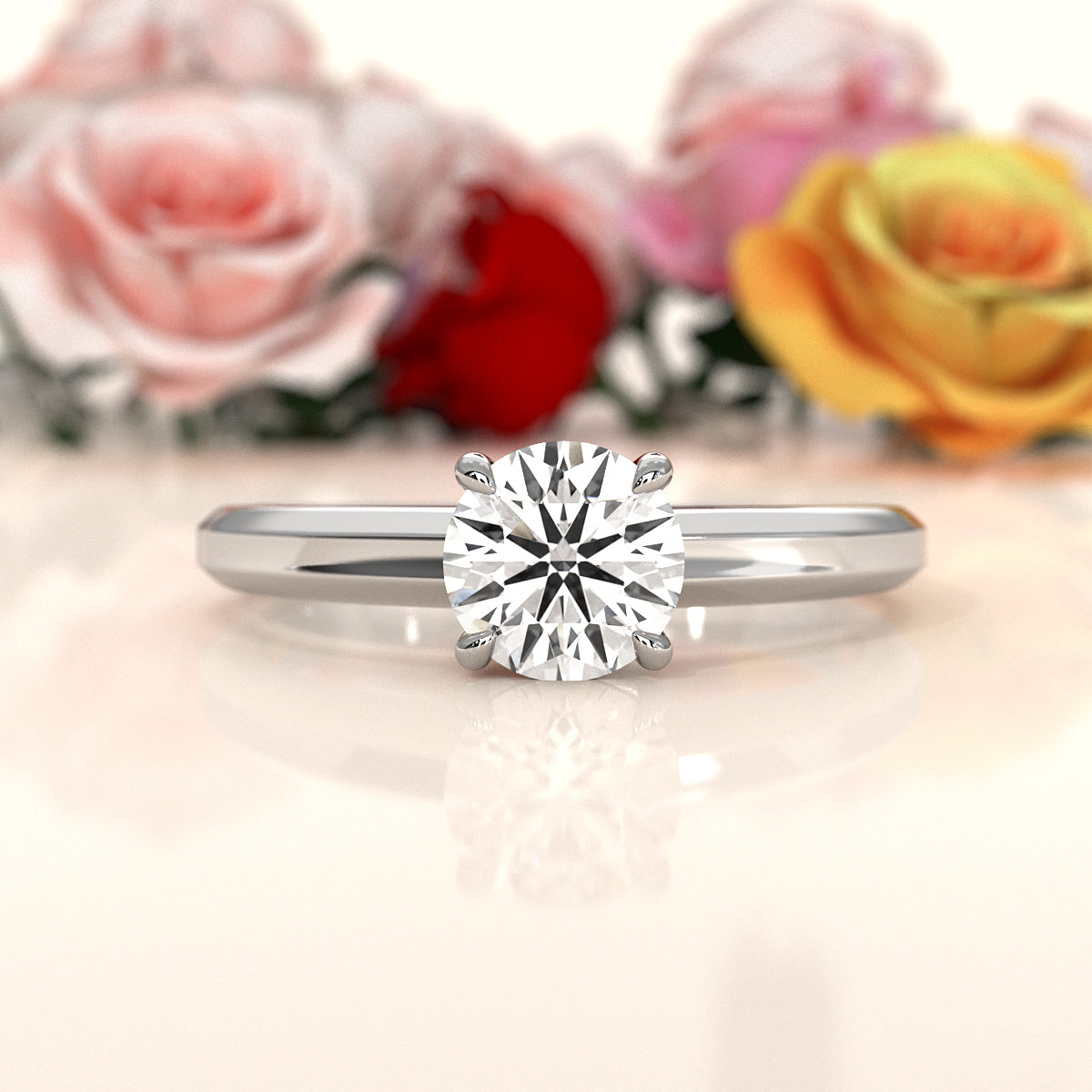 6.5g Lab Grown Solitaire Diamond European Shank Engagement Ring Setting IGI Certified 1.00 Ctw.